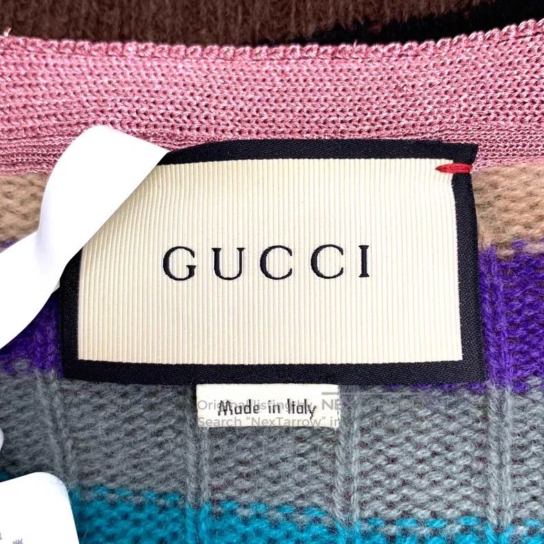 Gucci Gucci Colourful striped cashmere V-neck single-breasted lo Size S / US 4 / IT 40 - 6 Thumbnail