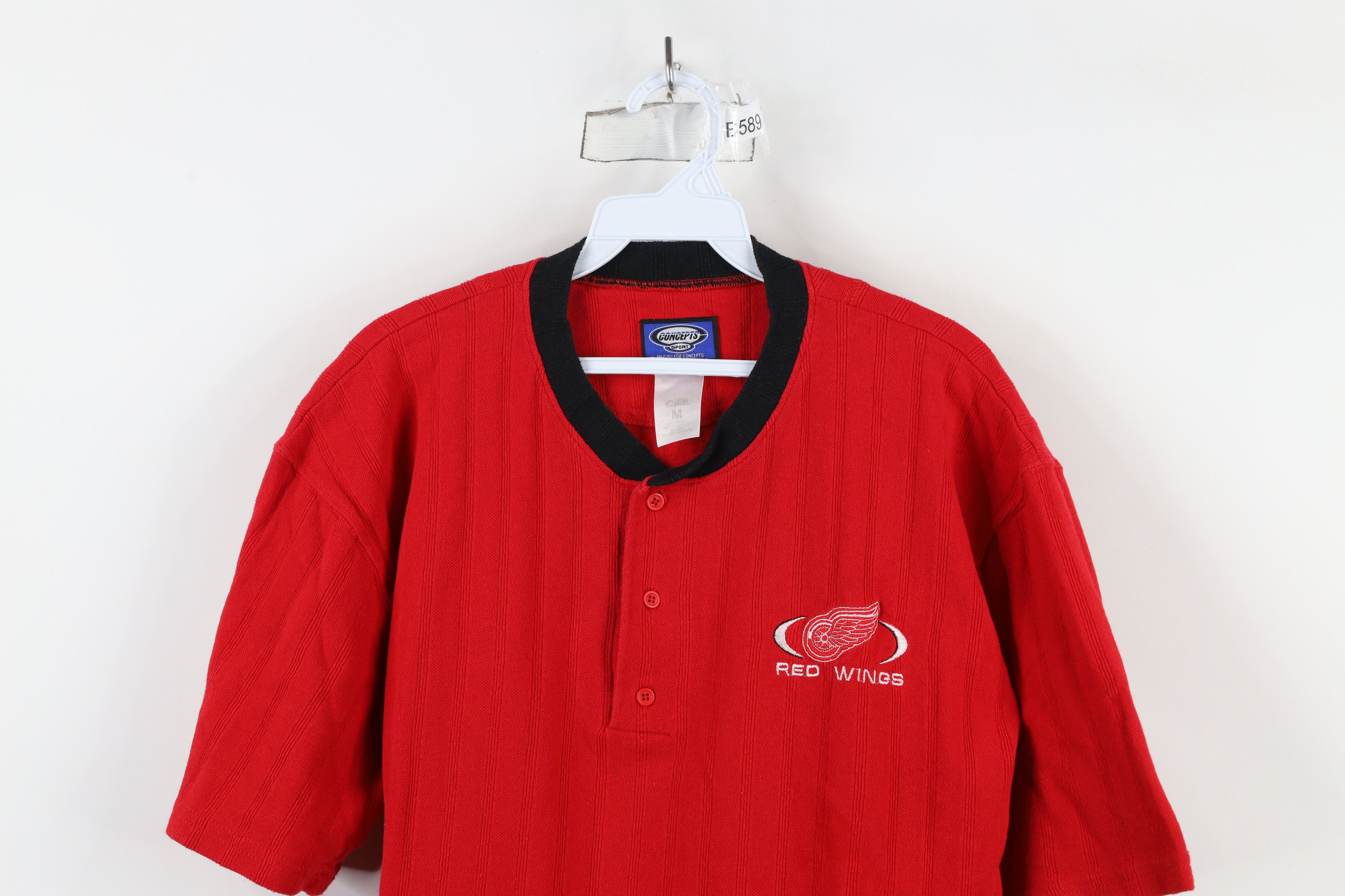 Vintage Vintage 90s Out Detroit Red Wings Hockey Henley T-Shirt Red Size US M / EU 48-50 / 2 - 2 Thumbnail