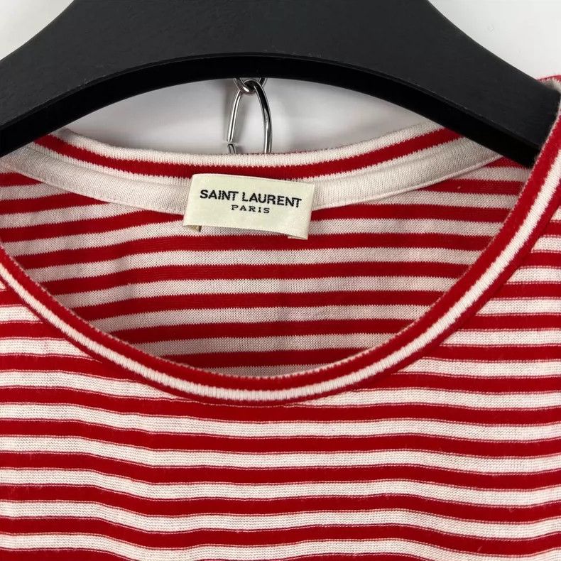 Saint Laurent Paris Saint Laurent ParisRed and white striped flocking logo sho Size M / US 6-8 / IT 42-44 - 4 Thumbnail