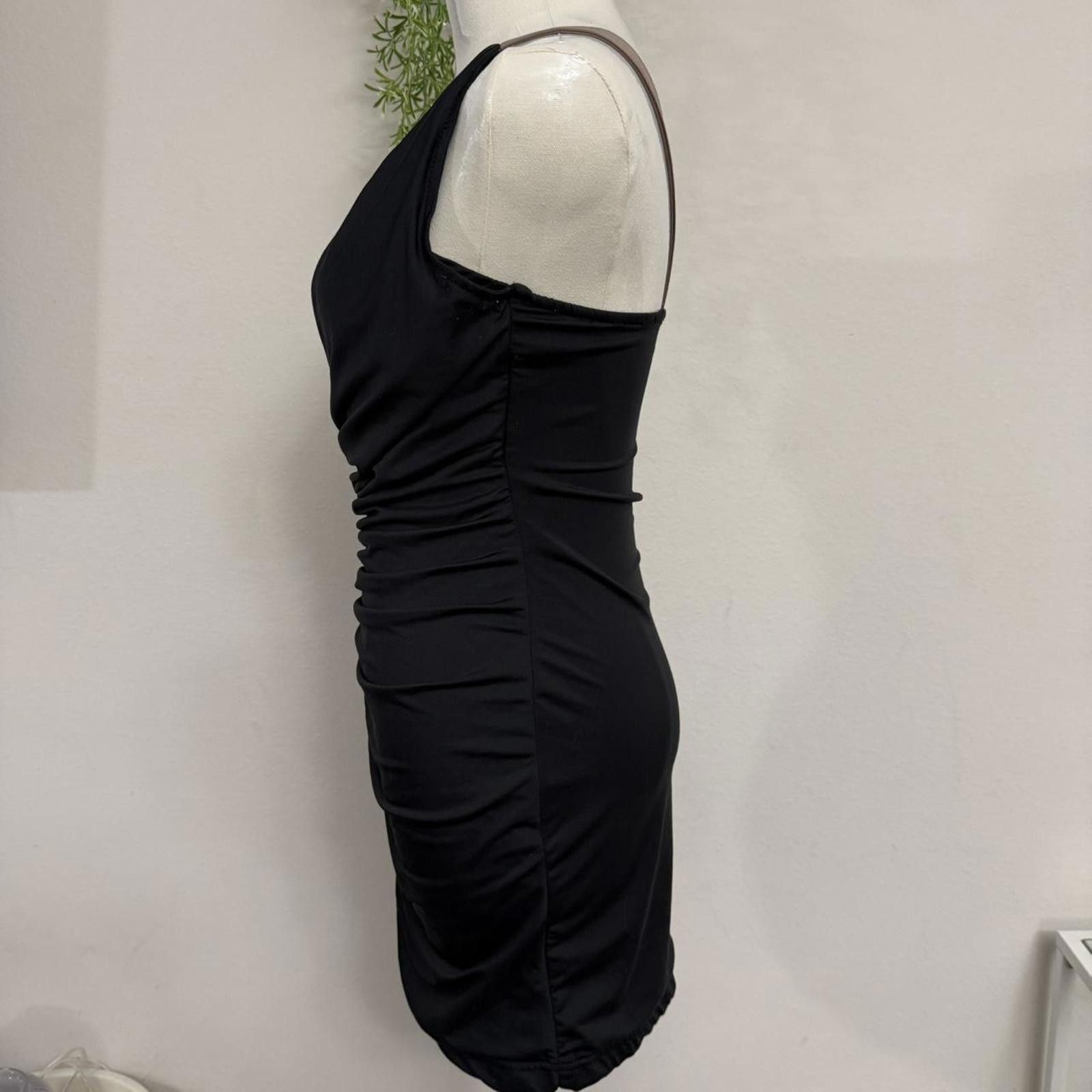 Designer Y2k grunge runched mini one shoulder beaded dress size small Size S / US 4 / IT 40 - 6 Thumbnail