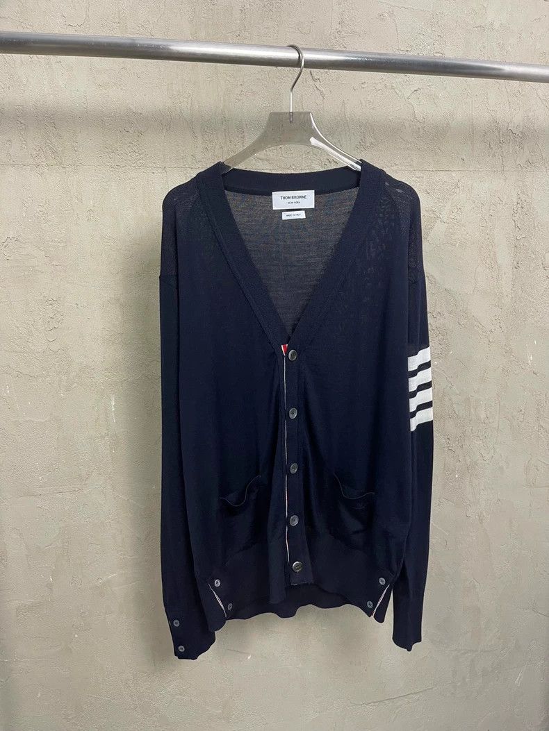 Thom Browne Thom Browne size4 Blue and green wool sweater Size US XL / EU 56 / 4 - 1 Thumbnail
