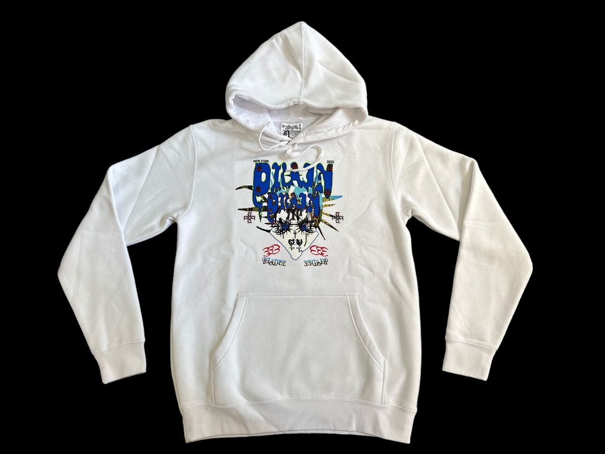 Pre-owned Drain Gang X Sad Boys Face Shield Nyc Hoodie In White