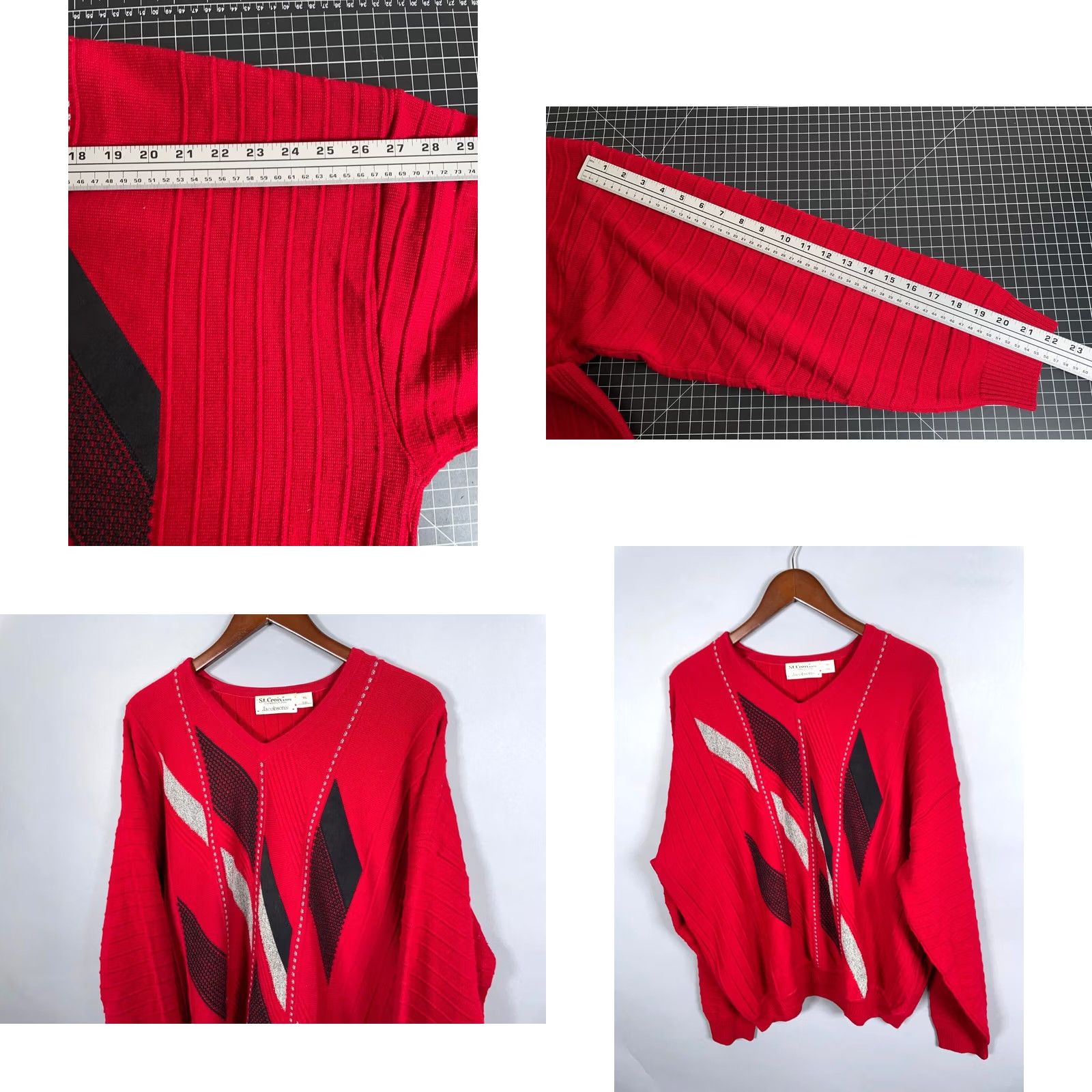 Vintage VINTAGE St. Croix Sweater Mens 2XL Red Diamond Pattern V-Neck Knit Pullover Size US XXL / EU 58 / 5 - 8 Thumbnail