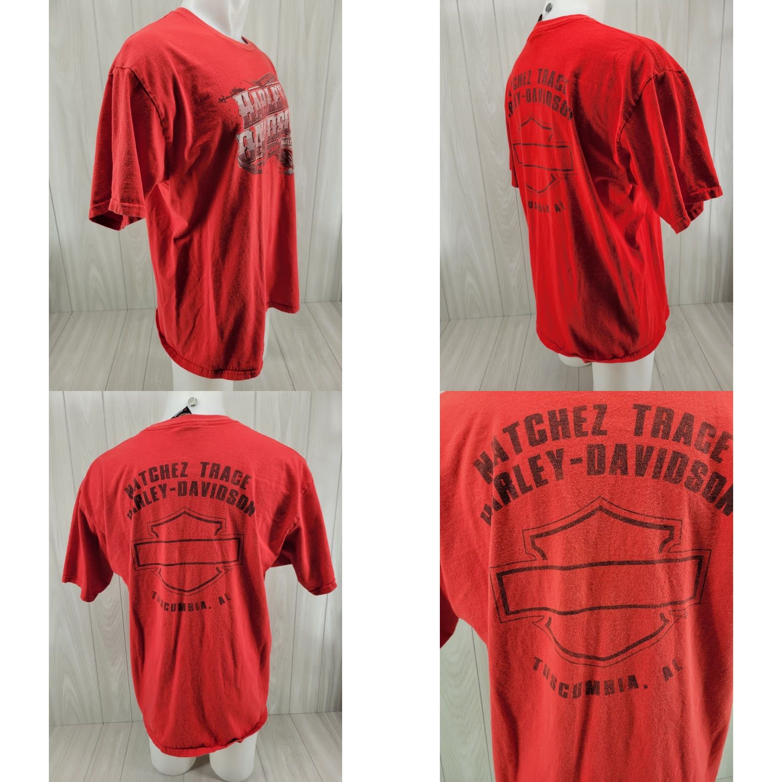 Harley Davidson Harley-Davidson T-Shirt Mens XL Red Short Sleeve Crew Neck Graphic Print Logo Vintage: No, Natchez Trace, Tuscumbia, Alabama Theme Biker, Motorcycle Size US XL / EU 56 / 4 - 8 Thumbnail