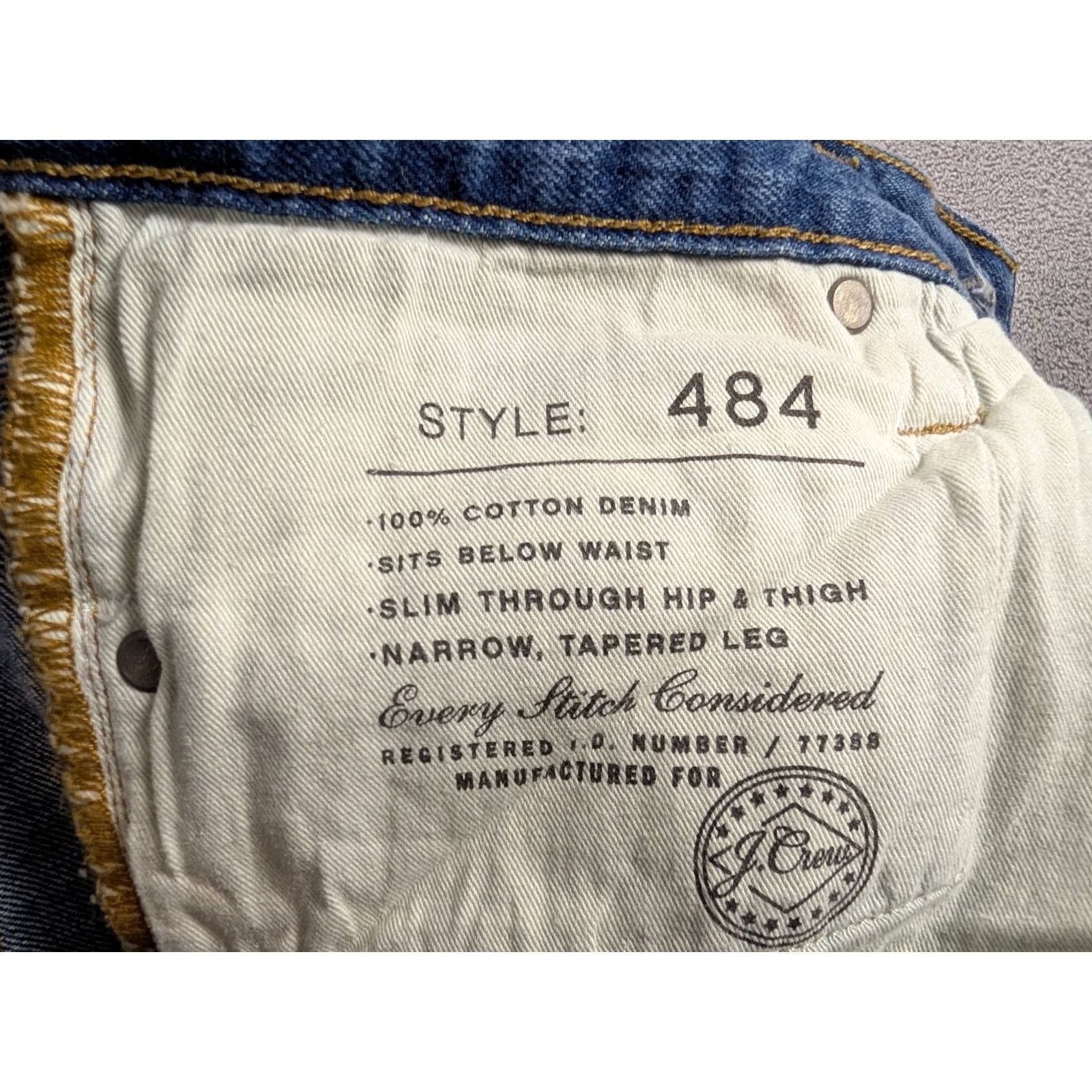 J.Crew J.CREW Jeans Mens 32x32 Blue Straight Signature Flex Denim Mid Wash Regular 5-Pocket Mens Jeans Blue 484 Signature Flex 32x32 Size US 32 / EU 48 - 7 Thumbnail