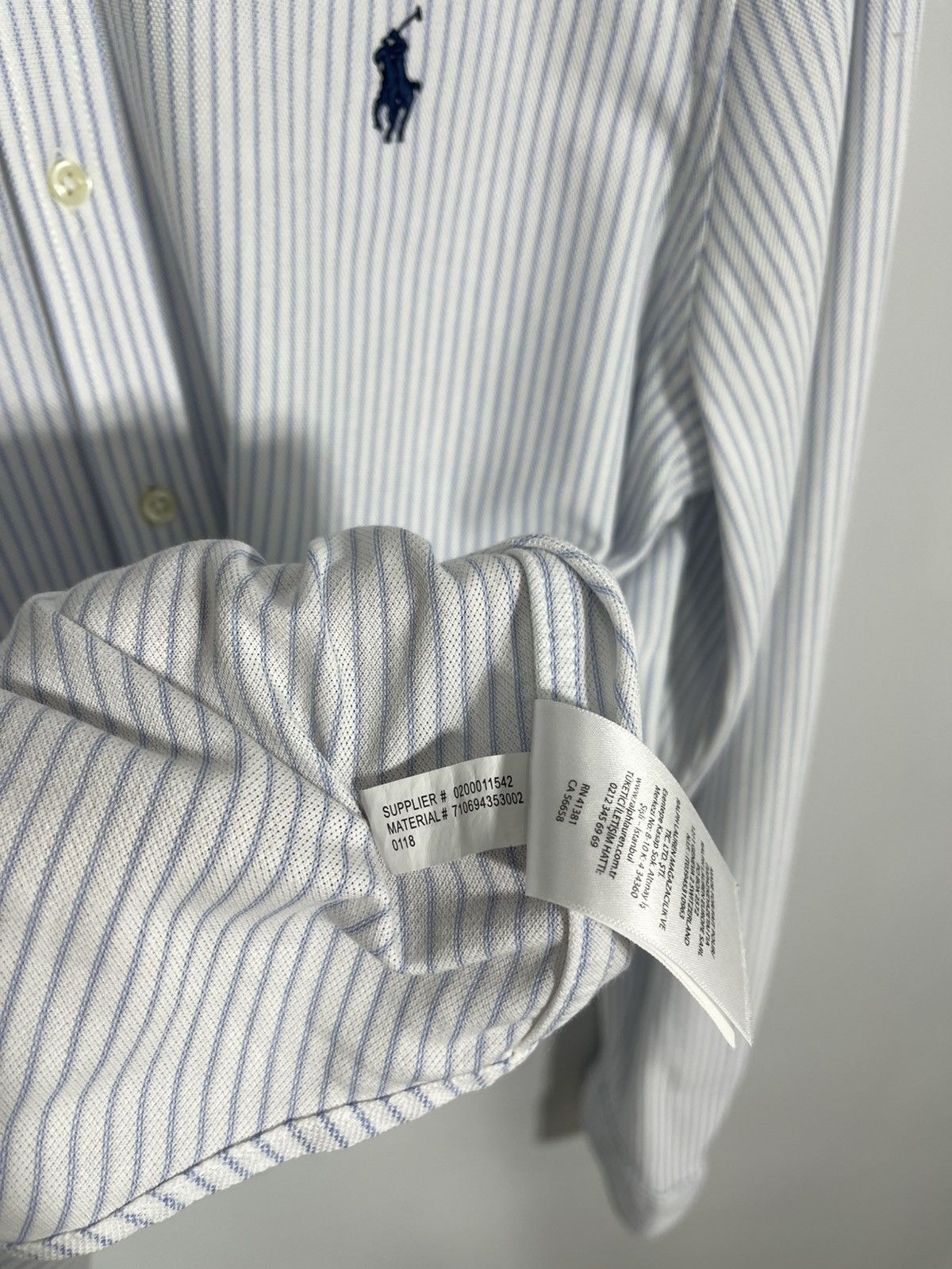 Polo Ralph Lauren Polo Ralph Lauren Knit Oxford White/Blue Striped Shirt Size US XL / EU 56 / 4 - 13 Thumbnail