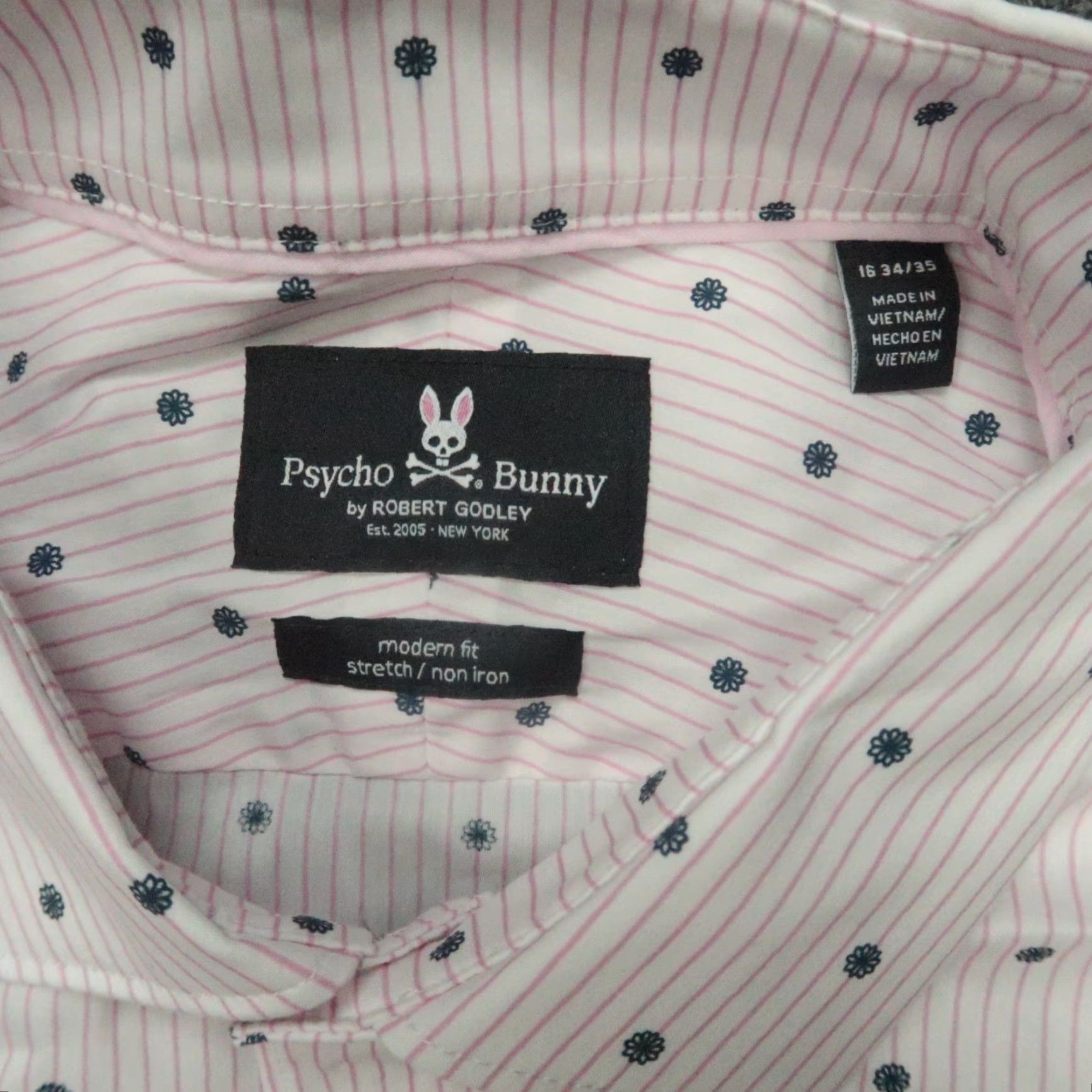 Psycho Bunny Shirt Men L White Pink Striped Floral Long Sleeve Modern Fit -  www.bongoclub.cl