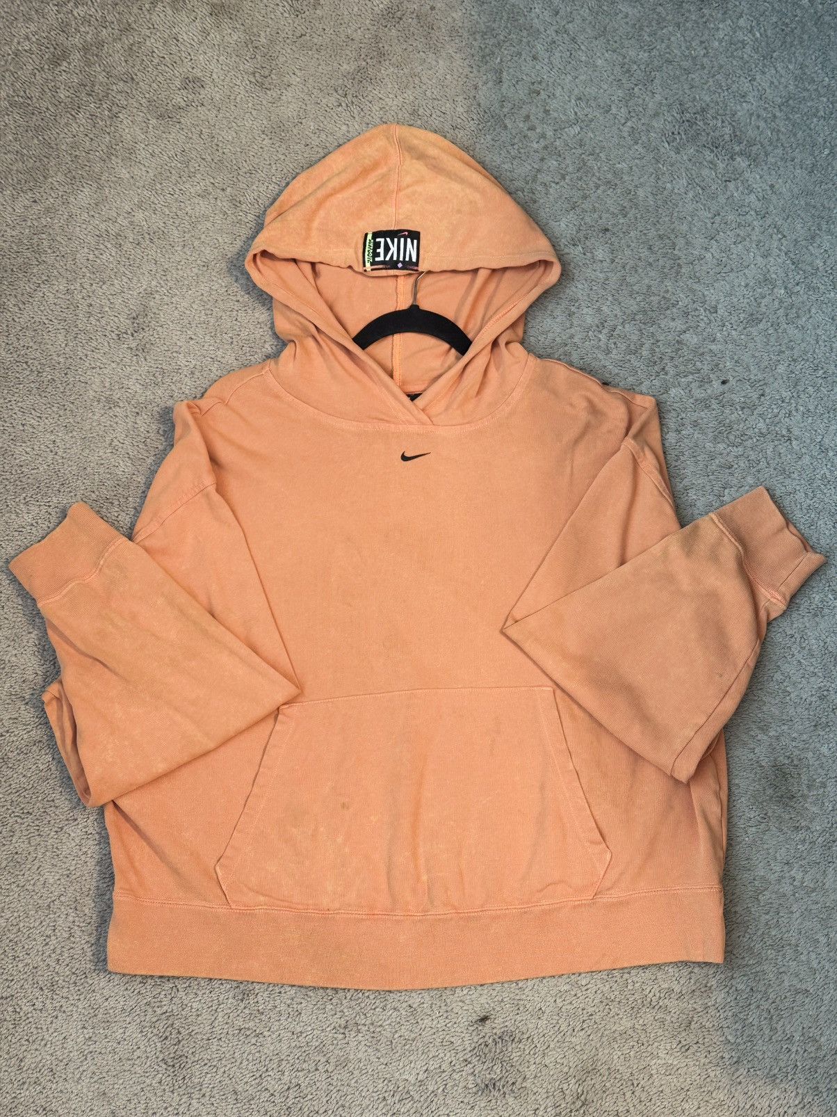 Nike Nike Orange Cropped Hoodie Women’s L Retro Washed Streetwear Size L / US 10 / IT 46 - 4 Thumbnail