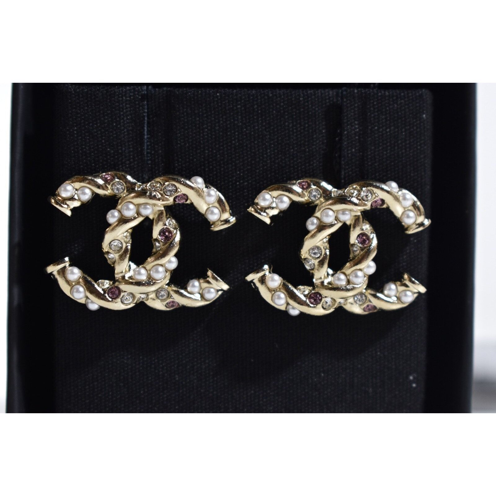 Chanel Chanel Gold Pearl Crystal Classic Statement Stud Earrings Size ONE SIZE - 5 Thumbnail