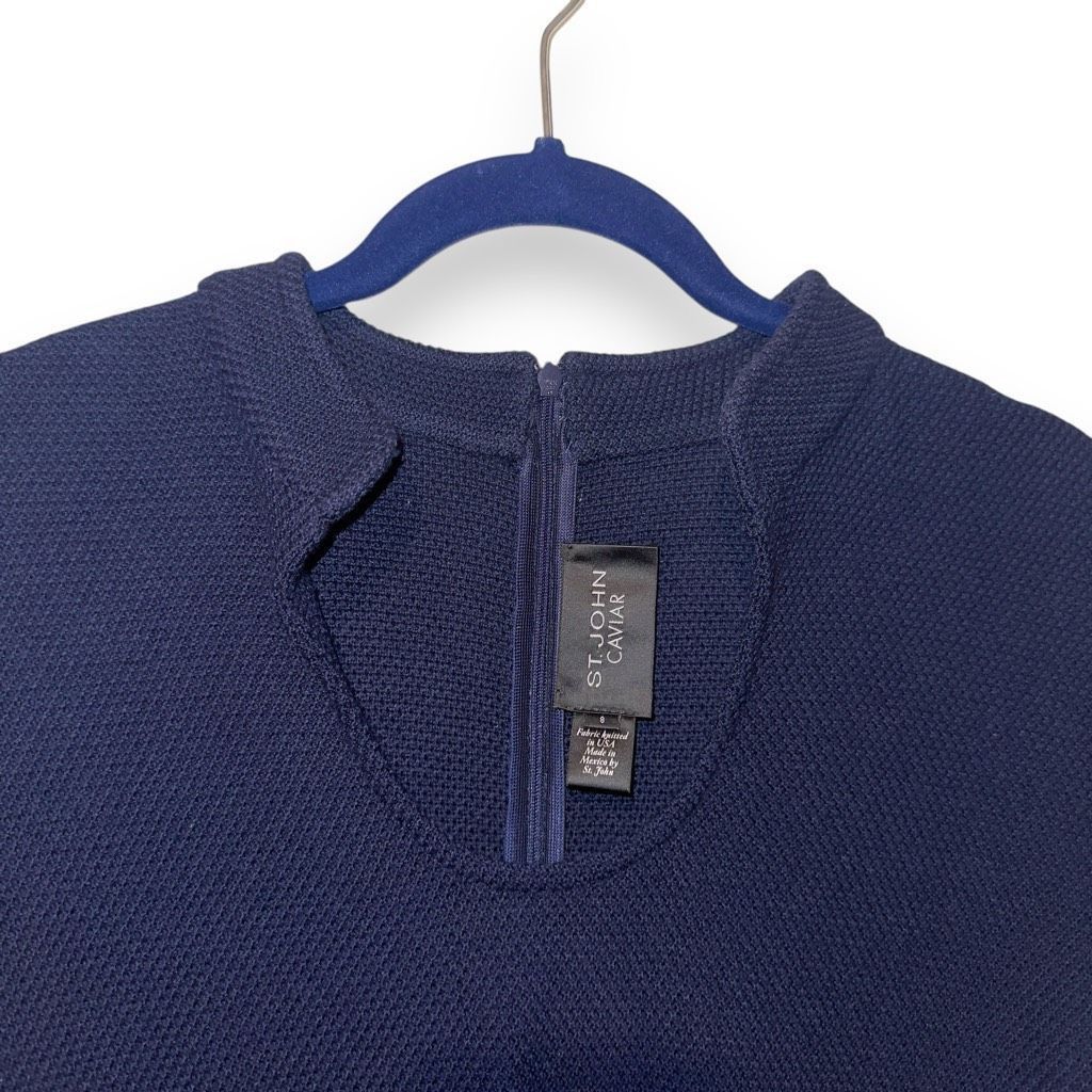 St. John St. John Caviar Navy Wool Knit Made in USA Formal Dress Sz 8 Size M / US 6-8 / IT 42-44 - 3 Thumbnail