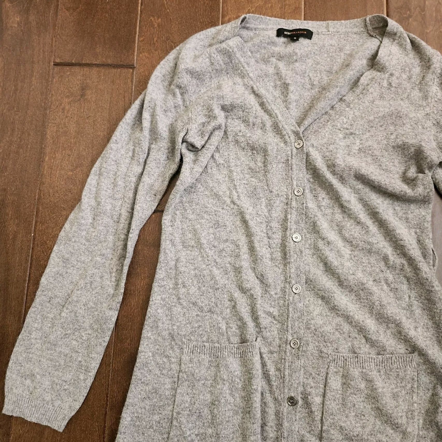 Bcbgmaxazria BCBGMAXAZRIA Cardigan Hoodie Sweater Womens Beige Long Sleeve S Pocket Logo All Seasons Modern Designer Classic Size S / US 4 / IT 40 - 4 Thumbnail
