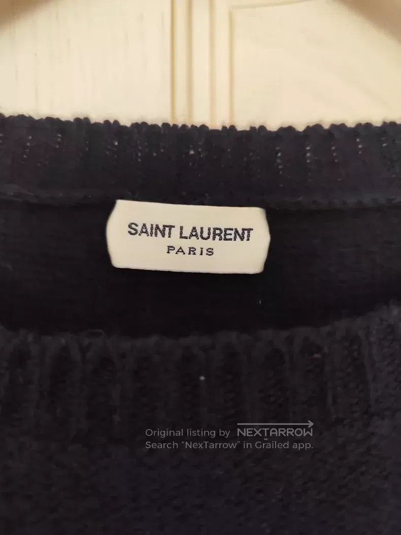 Saint Laurent Paris Saint Laurent Paris Black Rhinestone Hole Knit Sweater Size L / US 10 / IT 46 - 6 Thumbnail