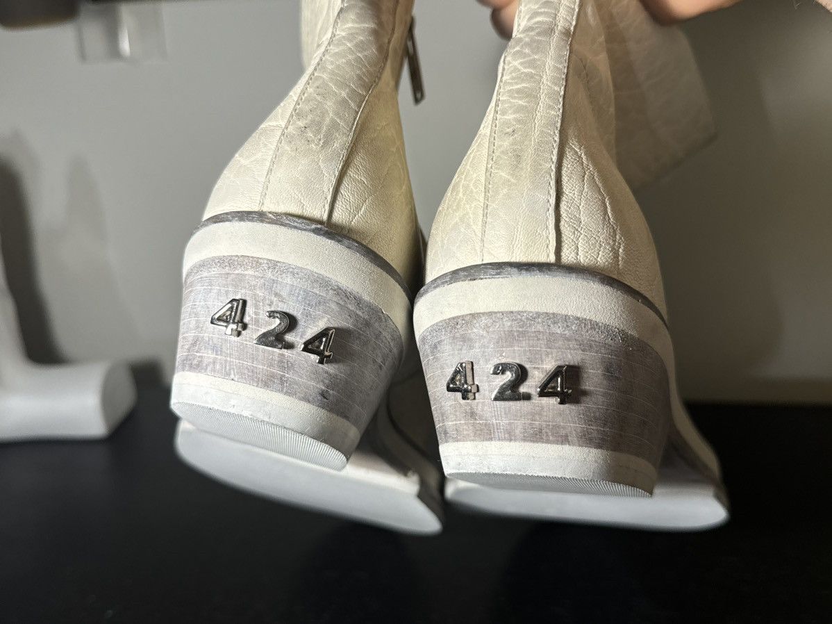 424 424 White Zip Shine Calf Cuban Boots Size US 7.5 / EU 40-41 - 7 Thumbnail
