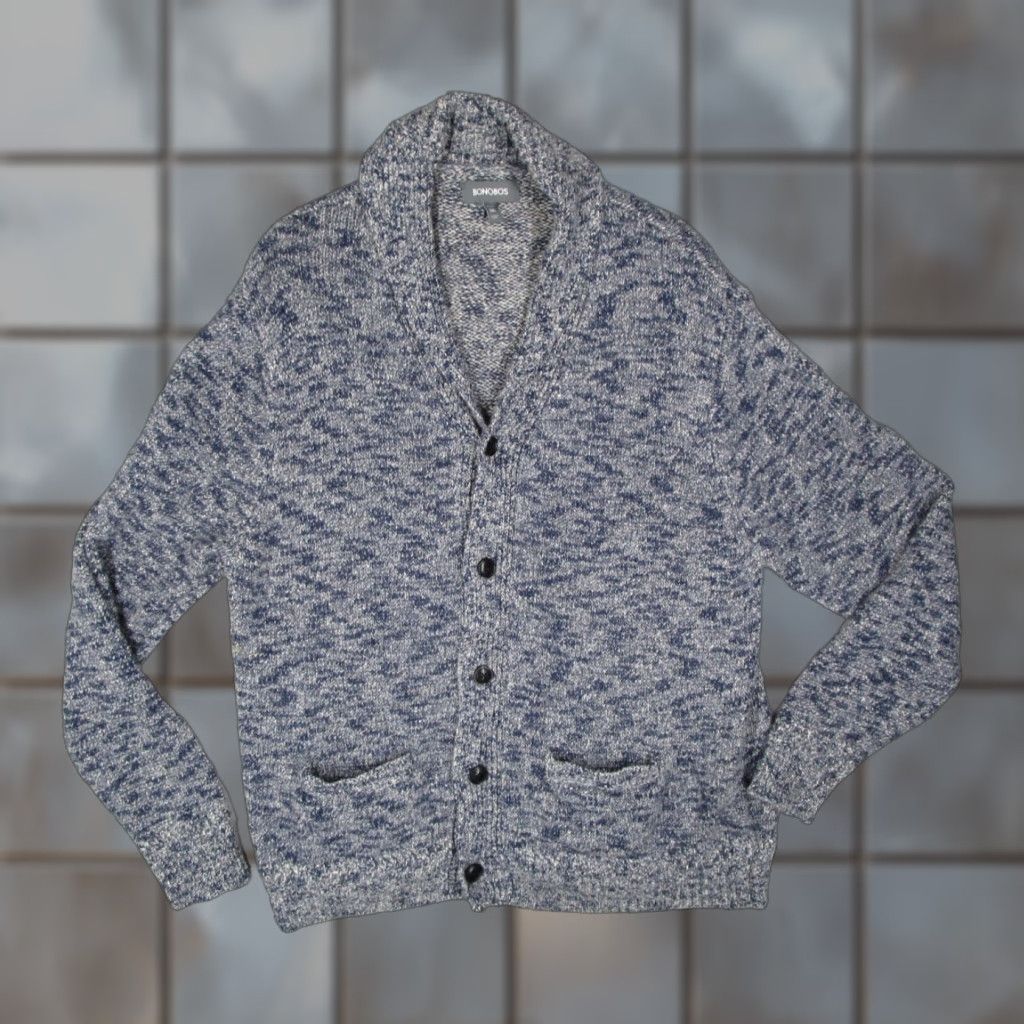 Bonobos BONOBOS Sweater Mens 2XL Slim Blue Cable-Knit Button Up Shawl Cardigan Casual Outdoor Size US XXL / EU 58 / 5 - 1 Thumbnail