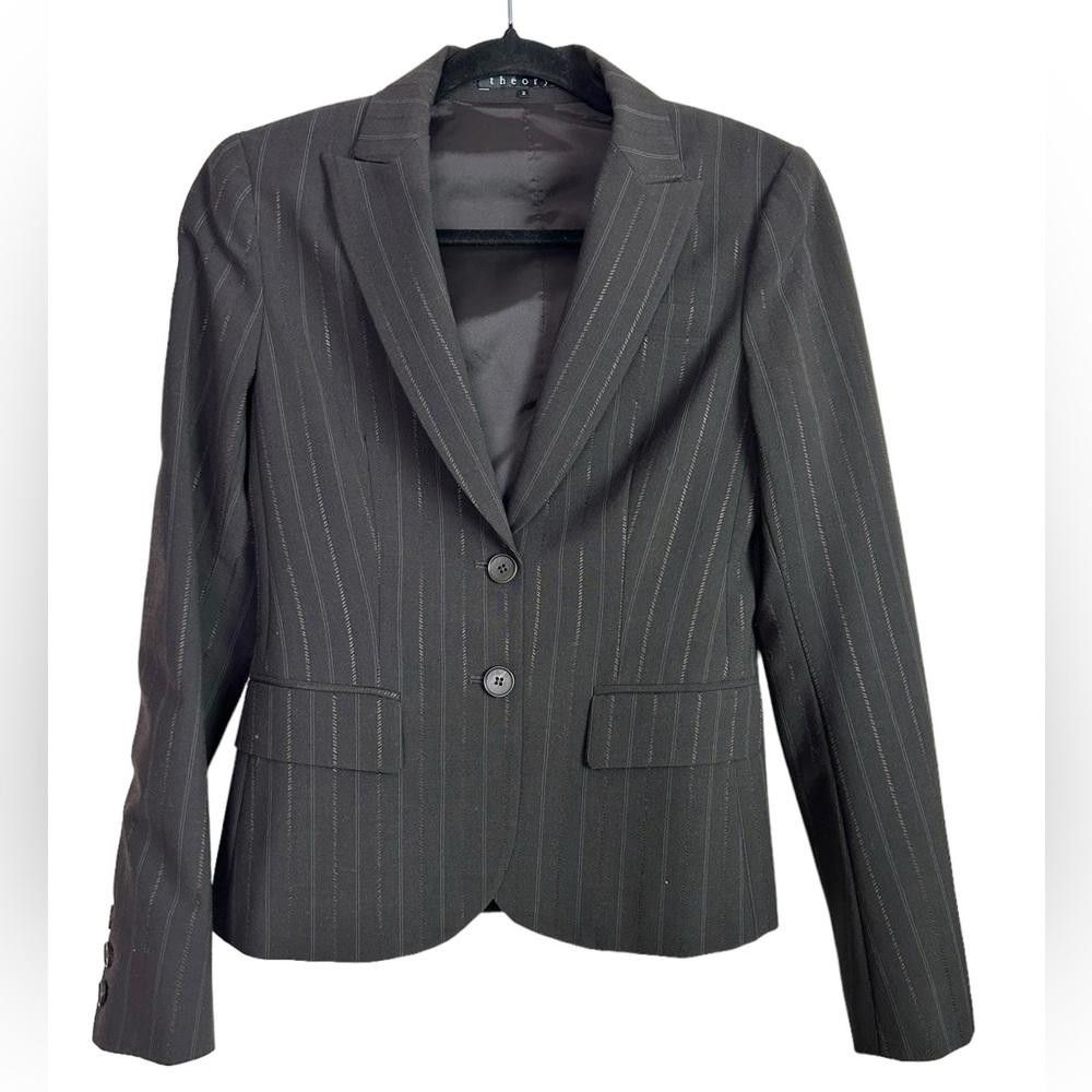 Theory Theory l Wool Blend Charcoal Pinstripe Blazer Jacket Size 2 Size XS / US 0-2 / IT 36-38 - 1 Thumbnail