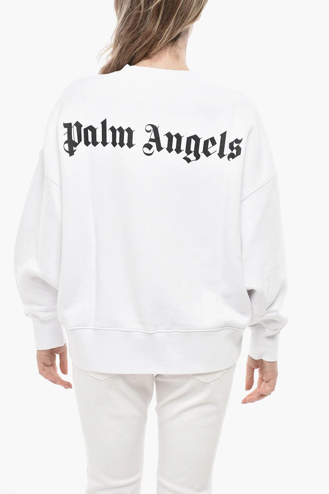 Palm Angels og1mm0326 Brushed Cotton Crewneck Sweatshirt in White Size M / US 6-8 / IT 42-44 - 1 Thumbnail