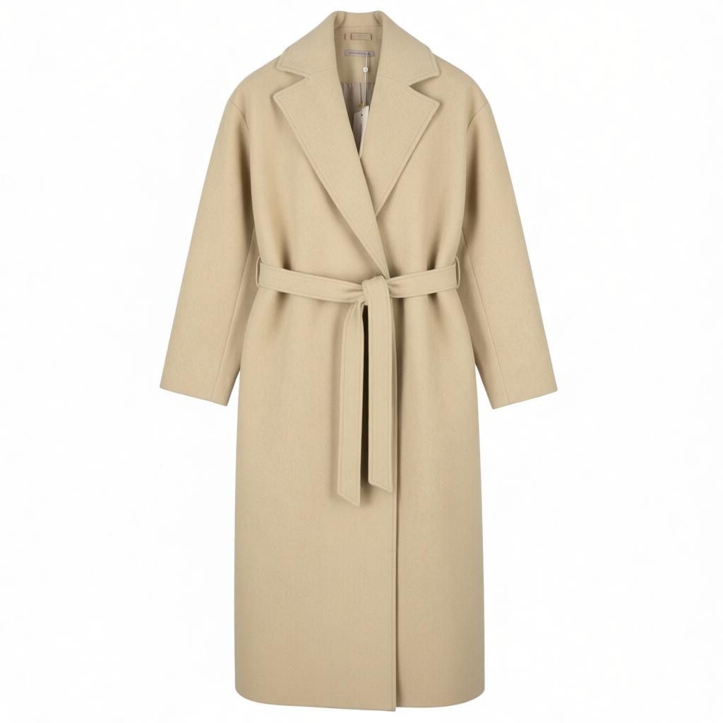 Other L TALL Beige Melange Notch Lapel Belted Mid 88055 Size L / US 10 / IT 46 - 1 Thumbnail