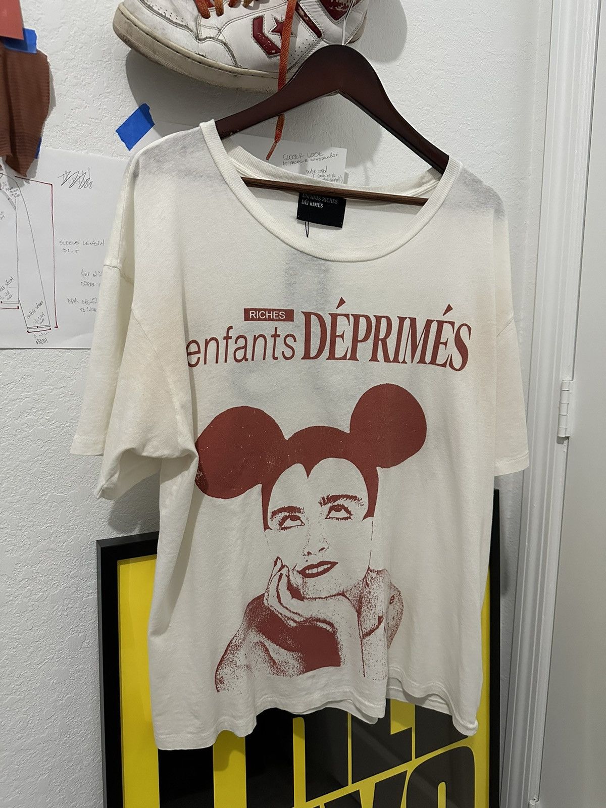 image of Enfants Riches Deprimes Mickey Mouse Lust Ivory/pink T Shirt in White, Men's (Size Medium)