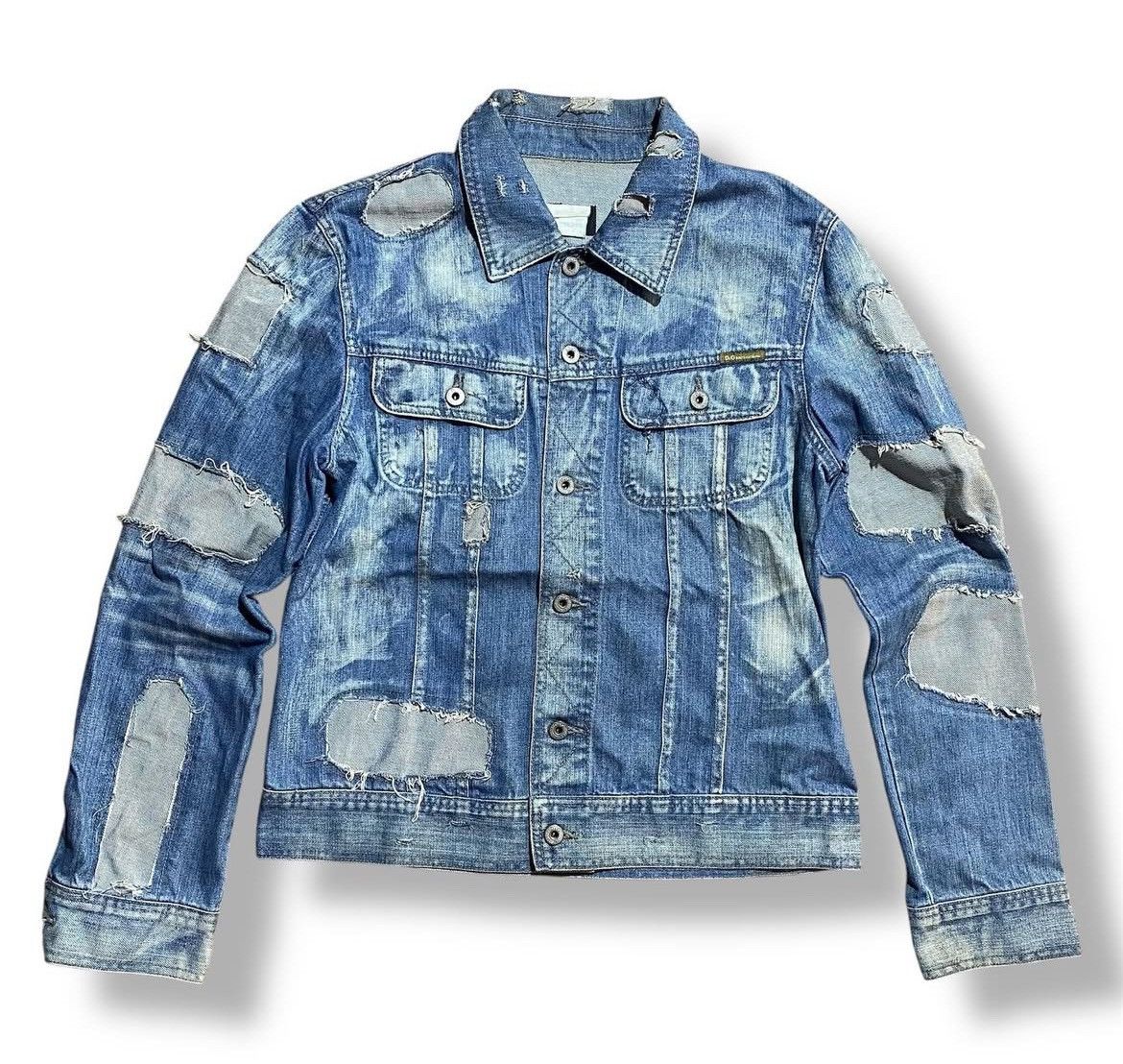 Dolce & Gabbana × Vintage 2000s Dolce Gabbana Distressed Trucker Jeans Jacket Size US M / EU 48-50 / 2 - 1 Thumbnail