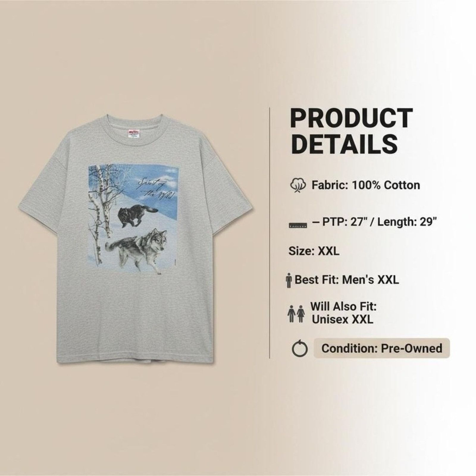 The Unbranded Brand Spirit of Wolves Tee XXL Pre-Owned Size US XXL / EU 58 / 5 - 6 Thumbnail