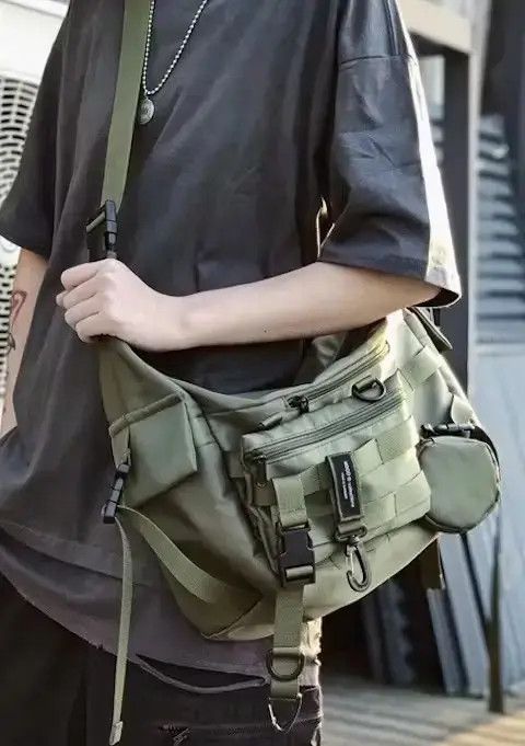Military Utility Messenger Bag Belt Bag Fanny Pack in Green, Men's