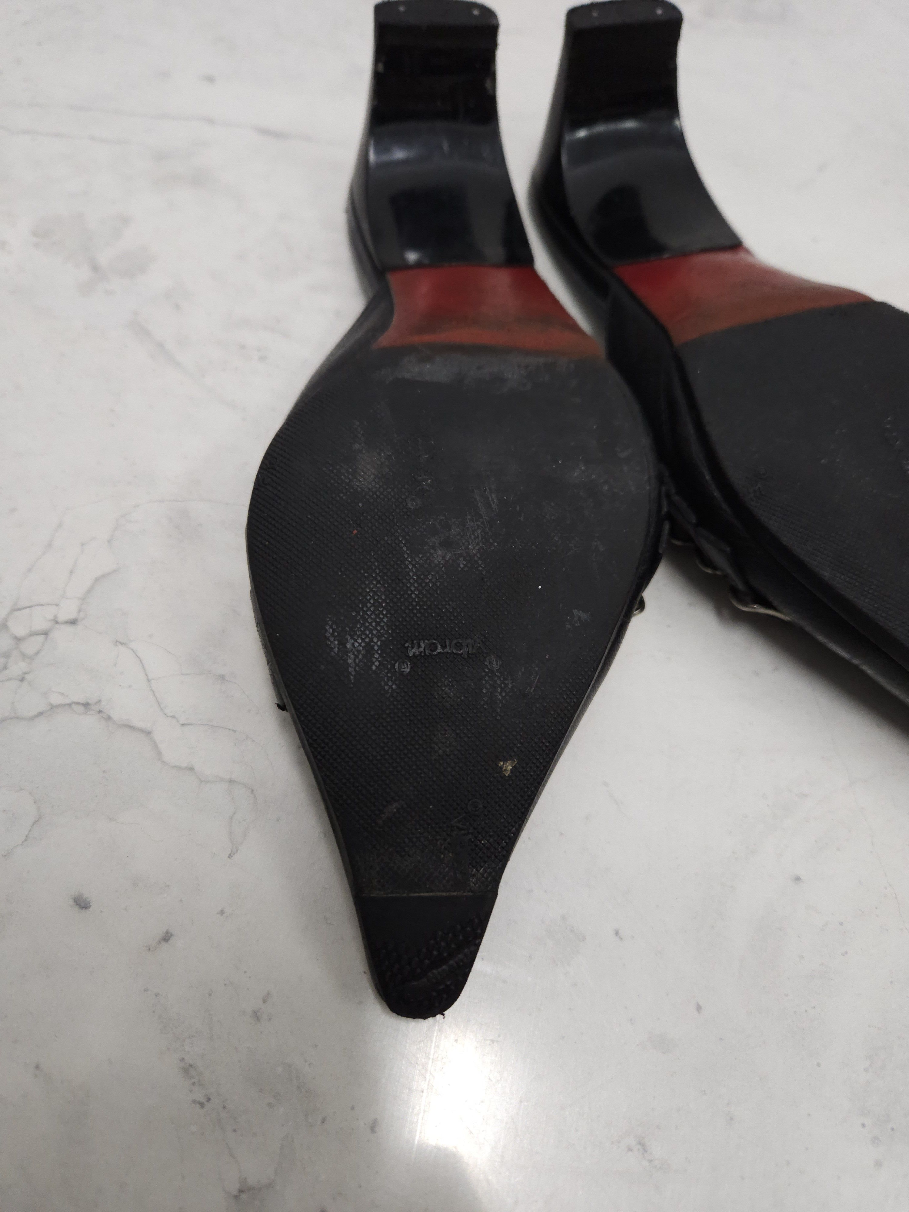 Vintage Archive y2k black leather pointed toe mules with buckles Size US 5 / IT 35 - 16 Thumbnail