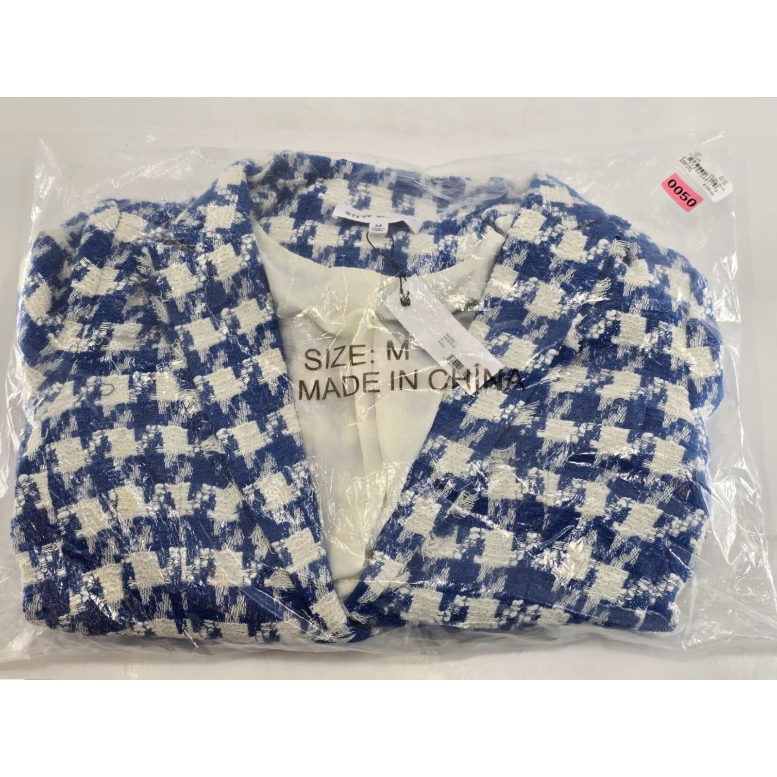 Steve Madden Steve Madden Harlow Blazer Blue White Houndstooth Tweed Blazer Women's NWT Size M Size M / US 6-8 / IT 42-44 - 2 Thumbnail