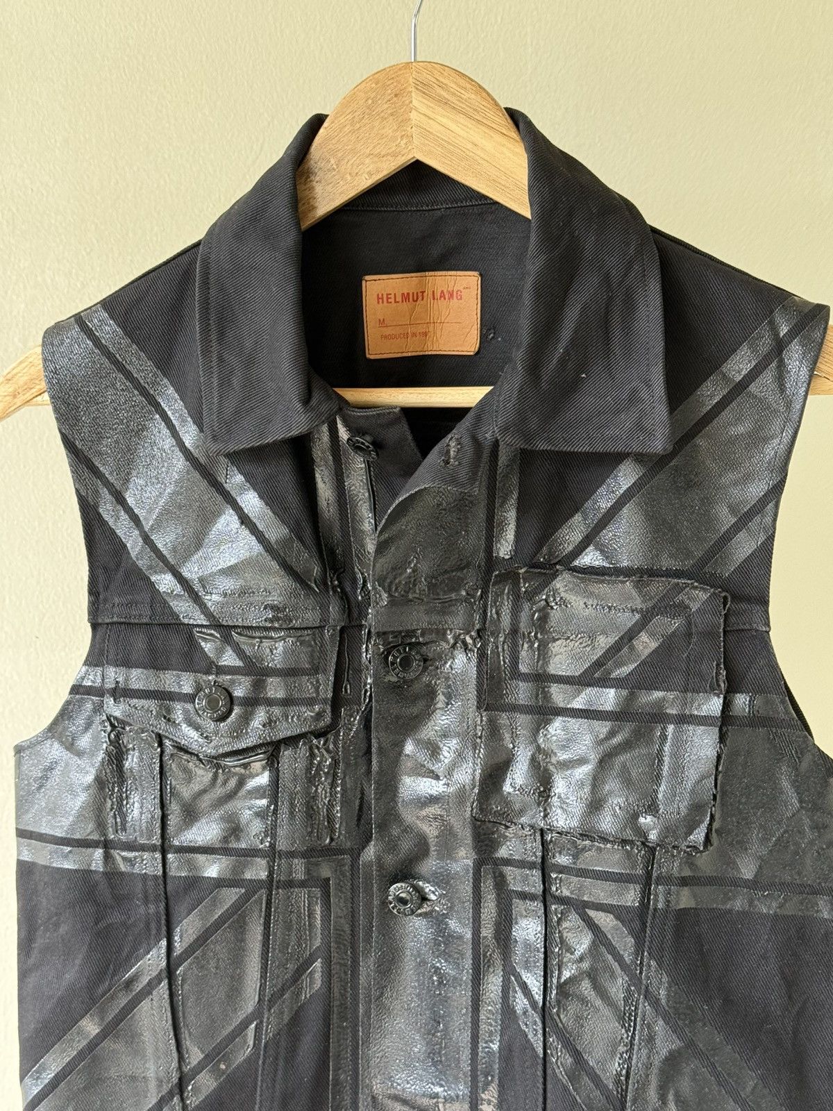 Helmut Lang VERY RARE 1997 Helmut Lang Unionjack rubber paint denim vest Size US S / EU 44-46 / 1 - 2 Thumbnail