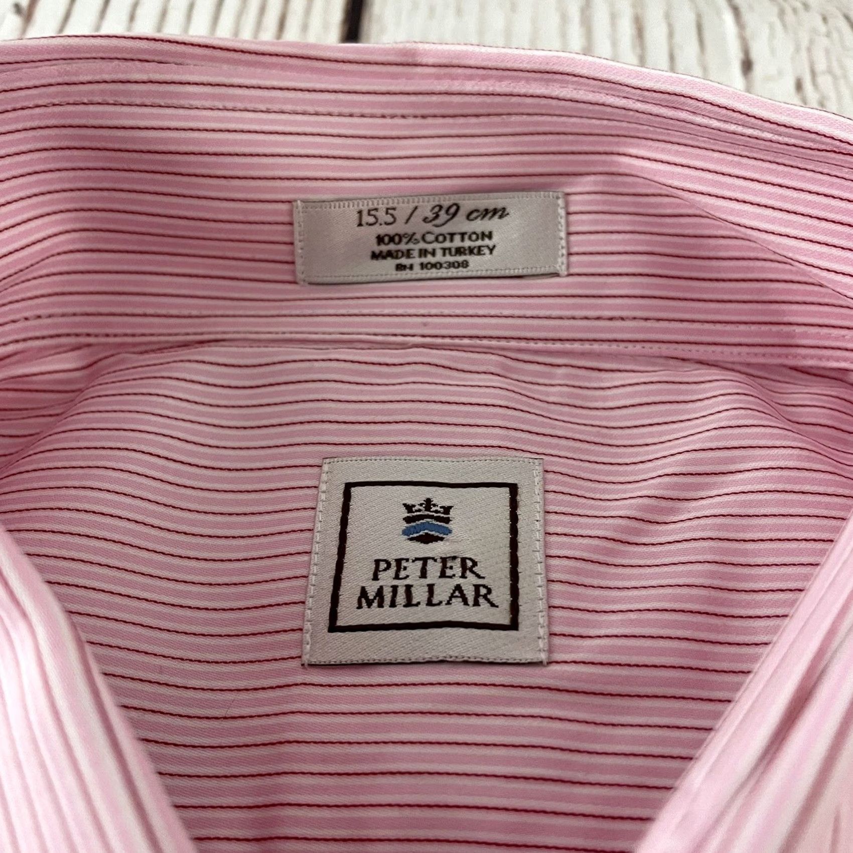 Peter Millar Peter Millar Shirt Striped Long Sleeve Men's 15.5 Pink Dress Shirt Size US L / EU 52-54 / 3 - 4 Thumbnail