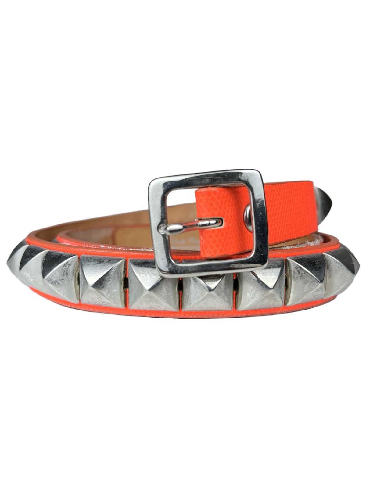 image of Undercover Pyramid Studded Punk Leather Belt Orange, Men's