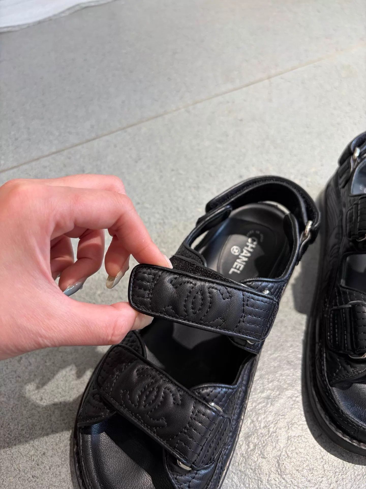 Chanel Chanel Black Embroidered CC Velcro Sandals 99 New 36 Size US 5.5 / IT 35.5 - 3 Thumbnail