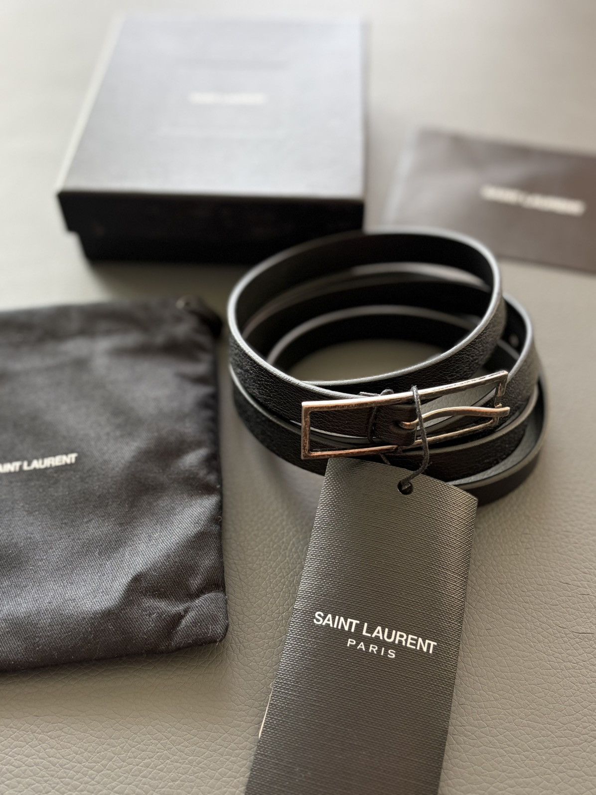 Saint Laurent Paris Saint Laurent Super Skinny Leather Vintage Belt Brand New Size 36 - 1 Thumbnail