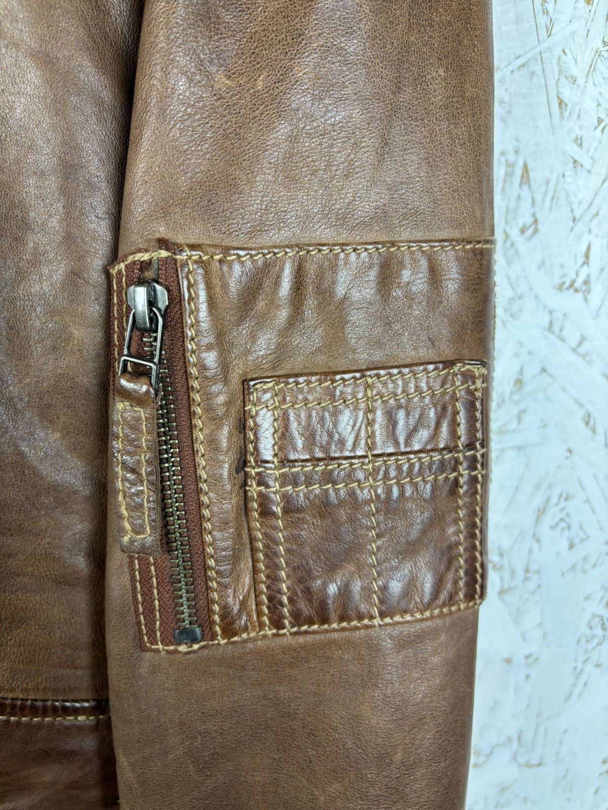 Leather Gipsy Vintage Brown Leather Bomber Jacket Size US M / EU 48-50 / 2 - 3 Thumbnail