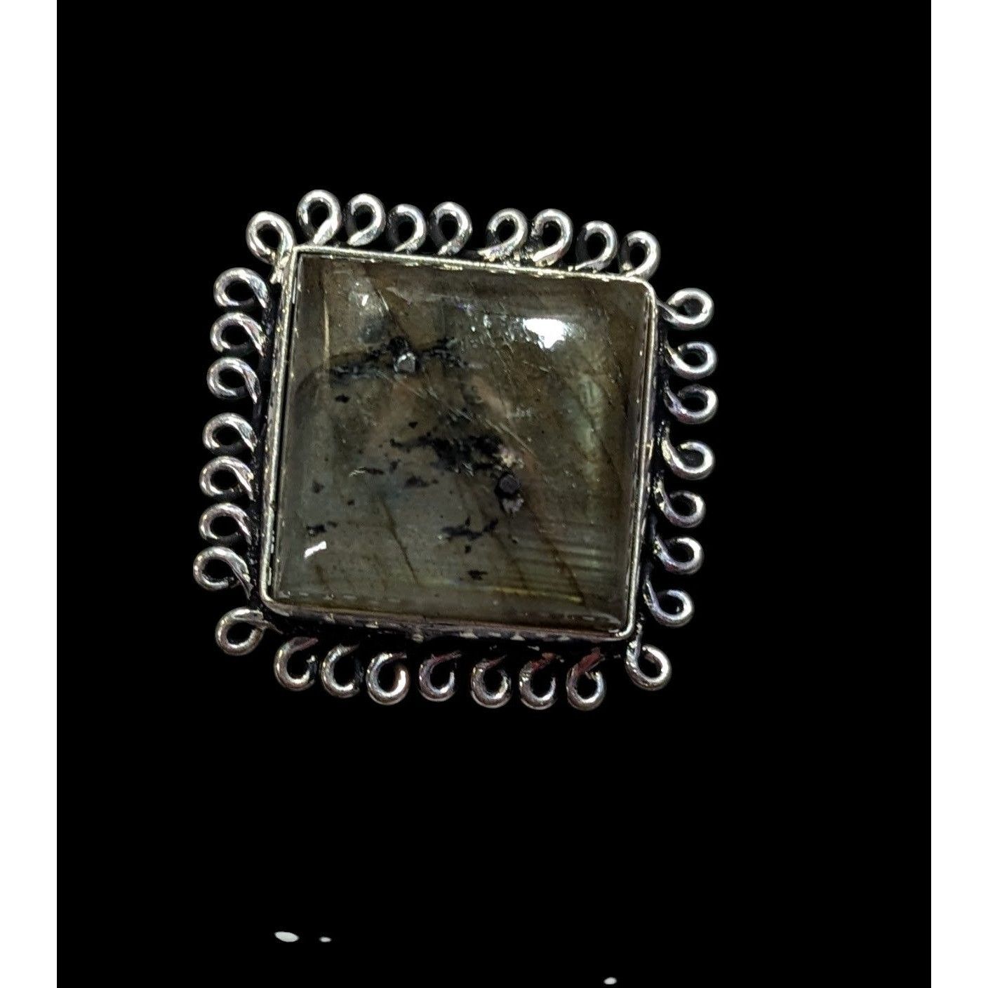 Other Whimsical Labradorite Square Cut Sterling Silver Ring Size 1 Size ONE SIZE - 2 Thumbnail