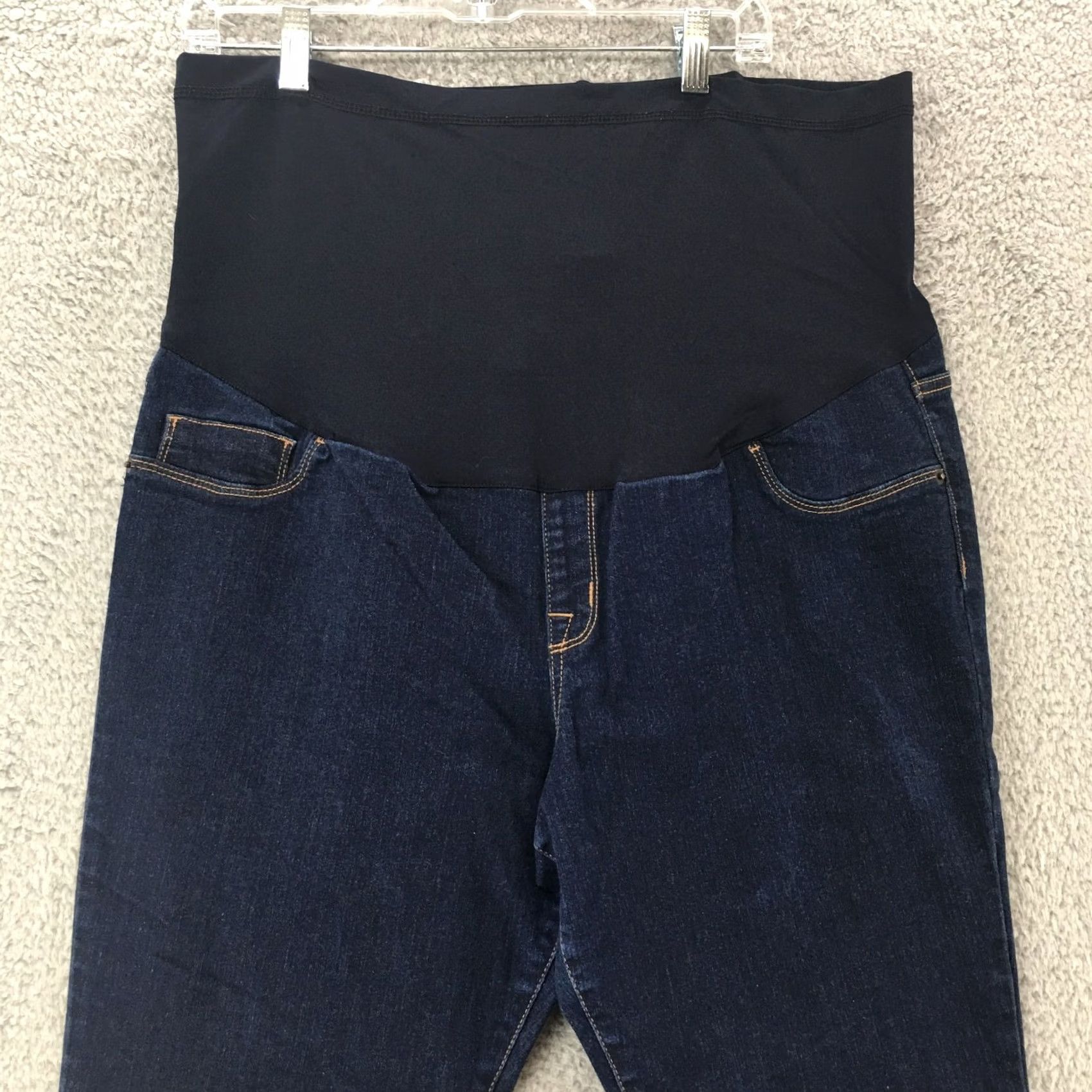 Vintage Liz Lange Maternity Jegging Jeans Womens 2XL Blue Dark Wash Low Rise Denim 5-Pocket Design Jeans Women Womens Maternity Skinny Jegging Size 40" / US 18 - 2 Thumbnail