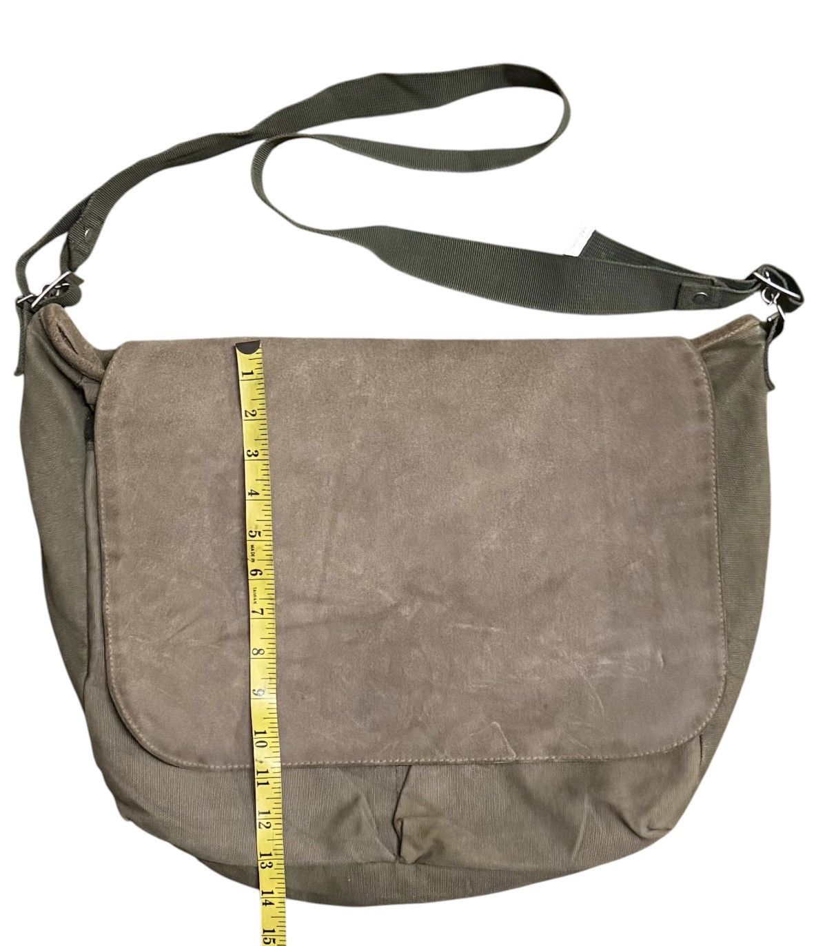 Japanese Brand GAP Olive Green Canvas Leather Messenger Bag Size ONE SIZE - 4 Thumbnail
