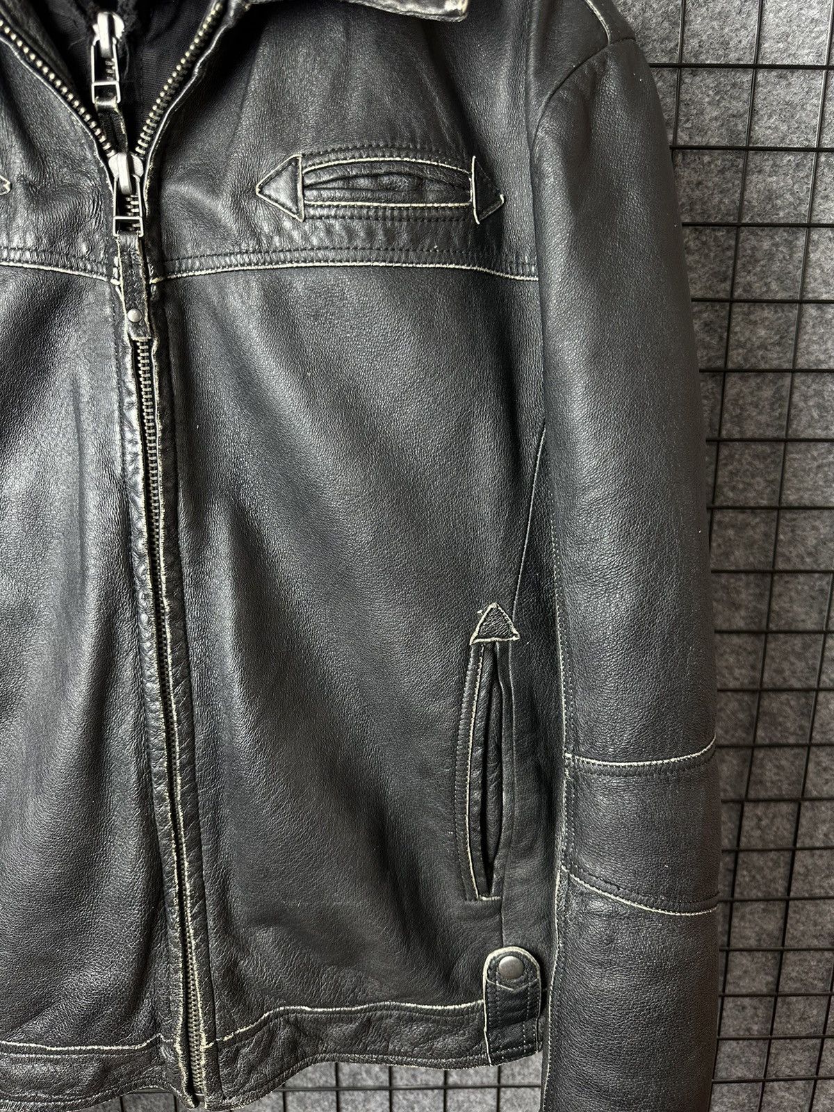 Genuine Leather Distressed Detachable Hood Real Leather Biker Jacket Size 48 Size US M / EU 48-50 / 2 - 7 Thumbnail