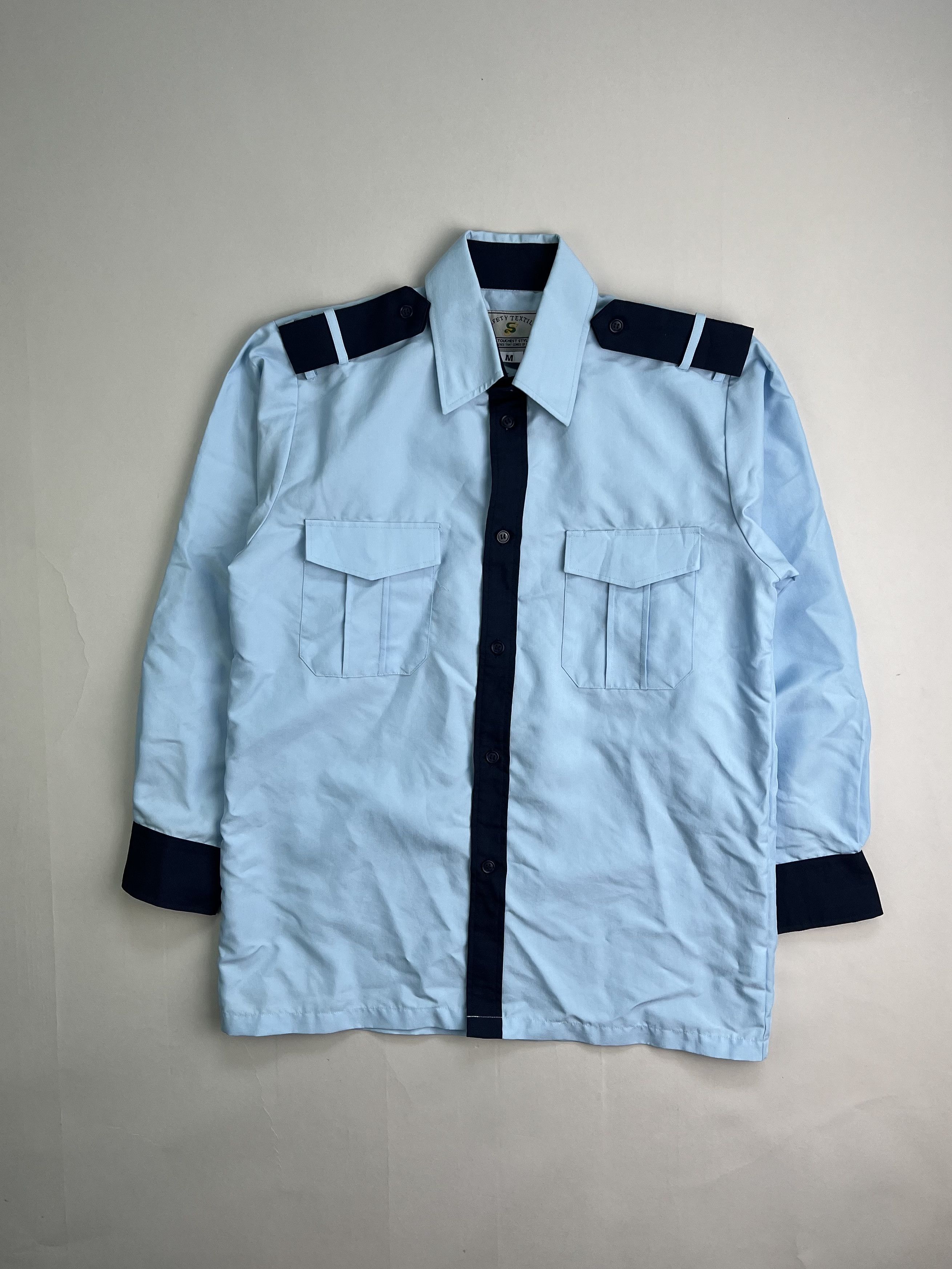 Vintage Vintage Work Shirt Long Sleeves Light Blue Medium Size US M / EU 48-50 / 2 - 1 Thumbnail