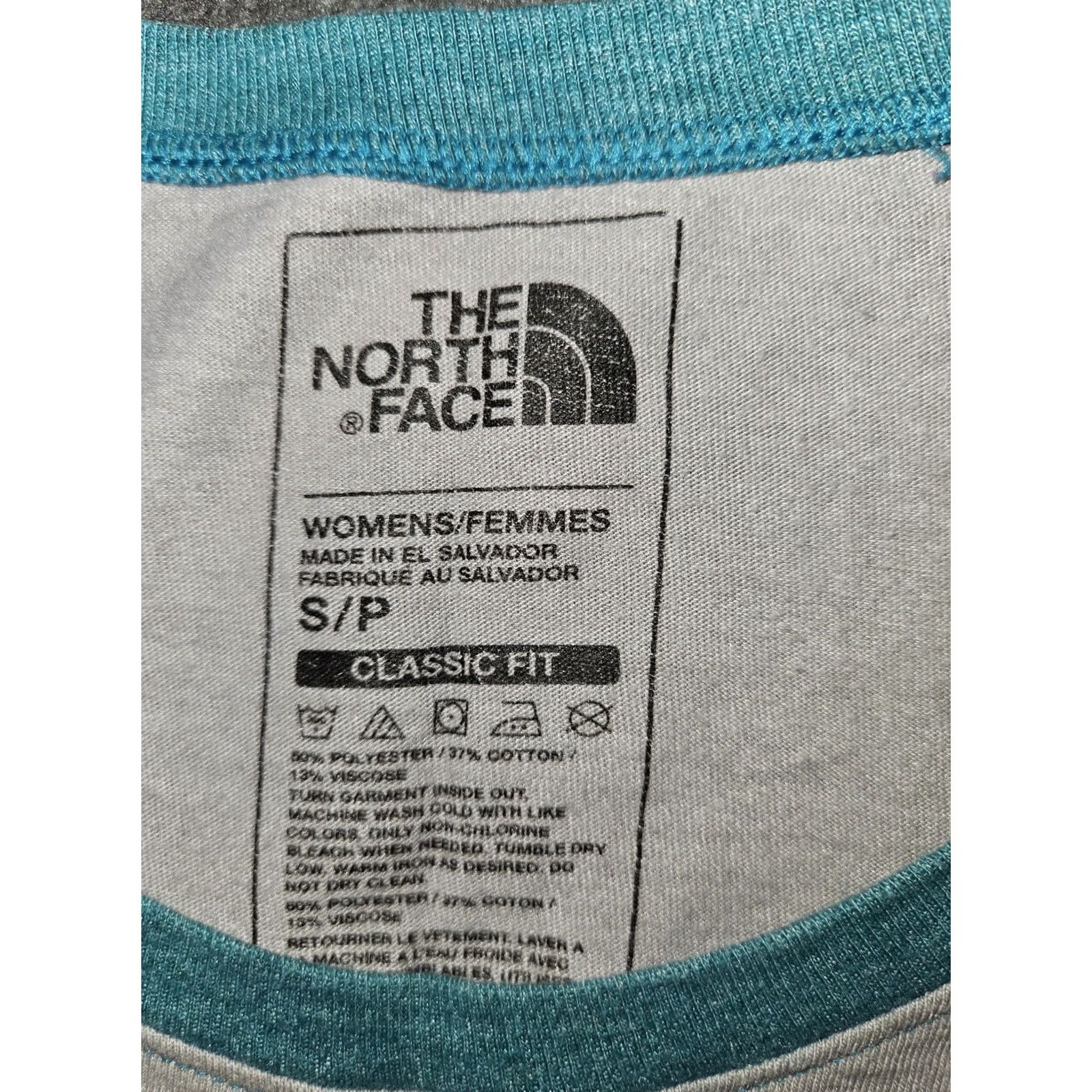 The North Face The North Face Shirt Womens Small Gray Teal Raglan Short Sleeve Logo Tee Top Size S / US 4 / IT 40 - 2 Thumbnail