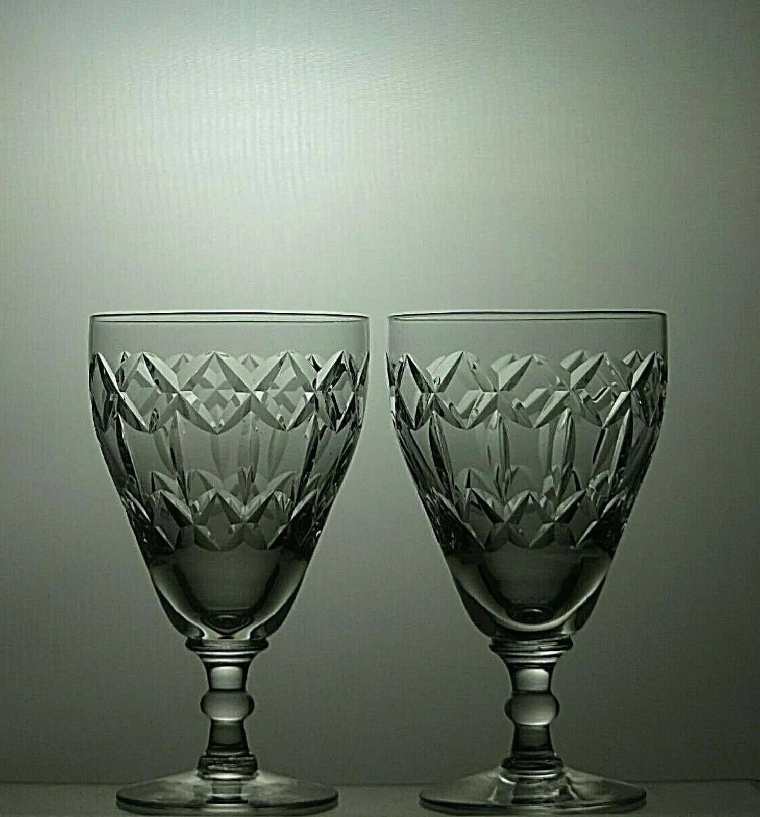 Other Webb Corbett Crystal Cut Glass Set Of 2 Wine Glasses 4 1/2" Size ONE SIZE - 2 Thumbnail