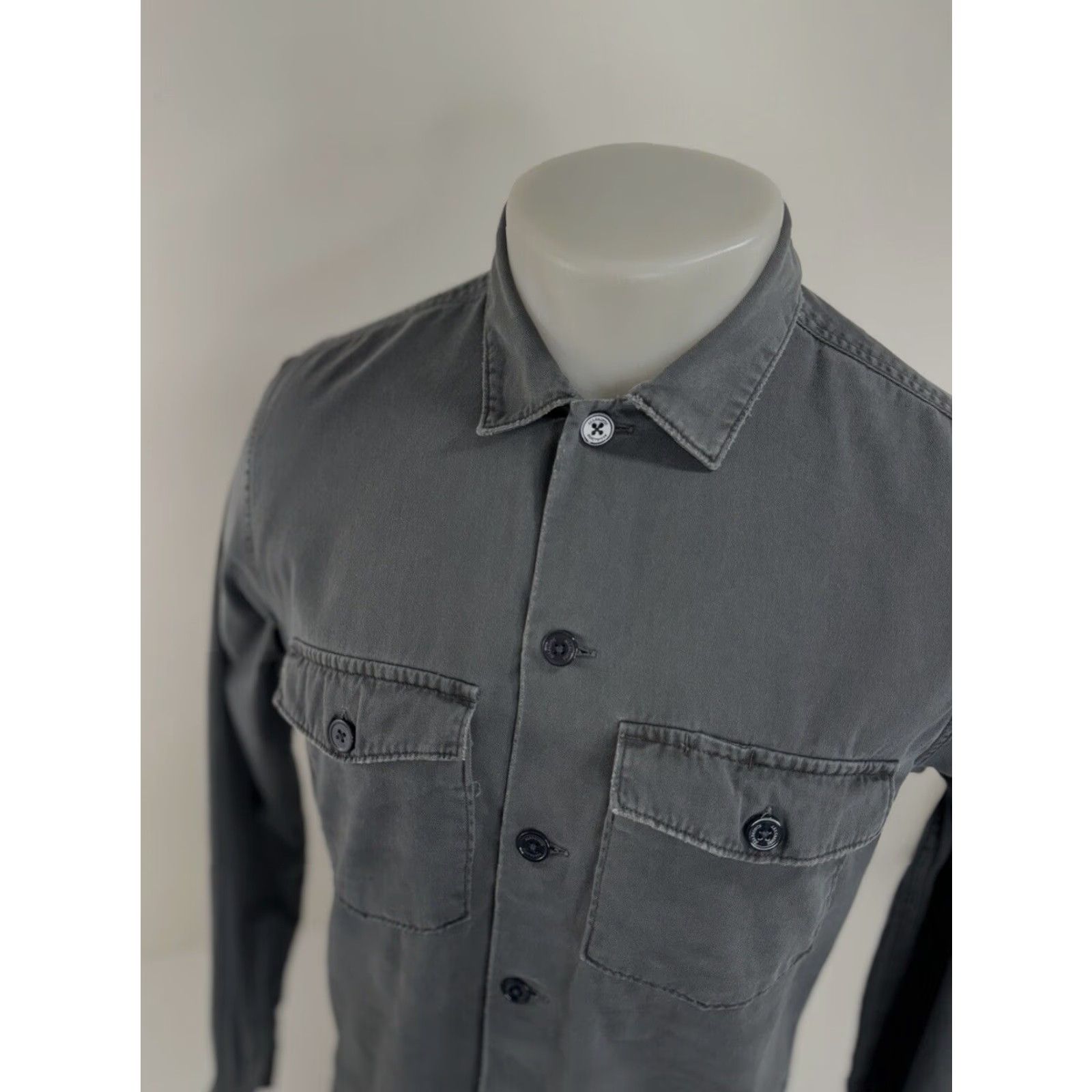 Allsaints AllSaints Spotter Shirt Mens S Gray Military Field Button-Up Long Sleeve Size US S / EU 44-46 / 1 - 3 Thumbnail