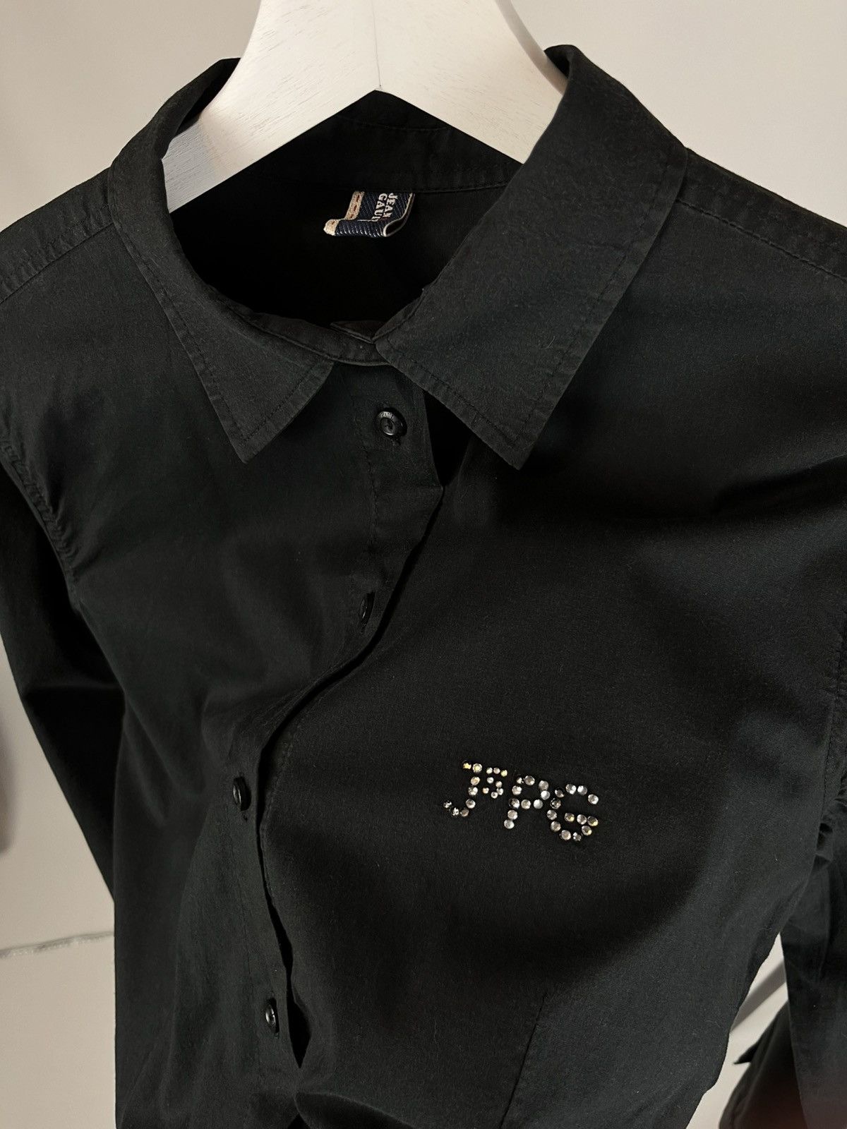 Jean Paul Gaultier Vintage Jean Paul Gaultier Black Shirt Double Big Logo Size S / US 4 / IT 40 - 4 Thumbnail
