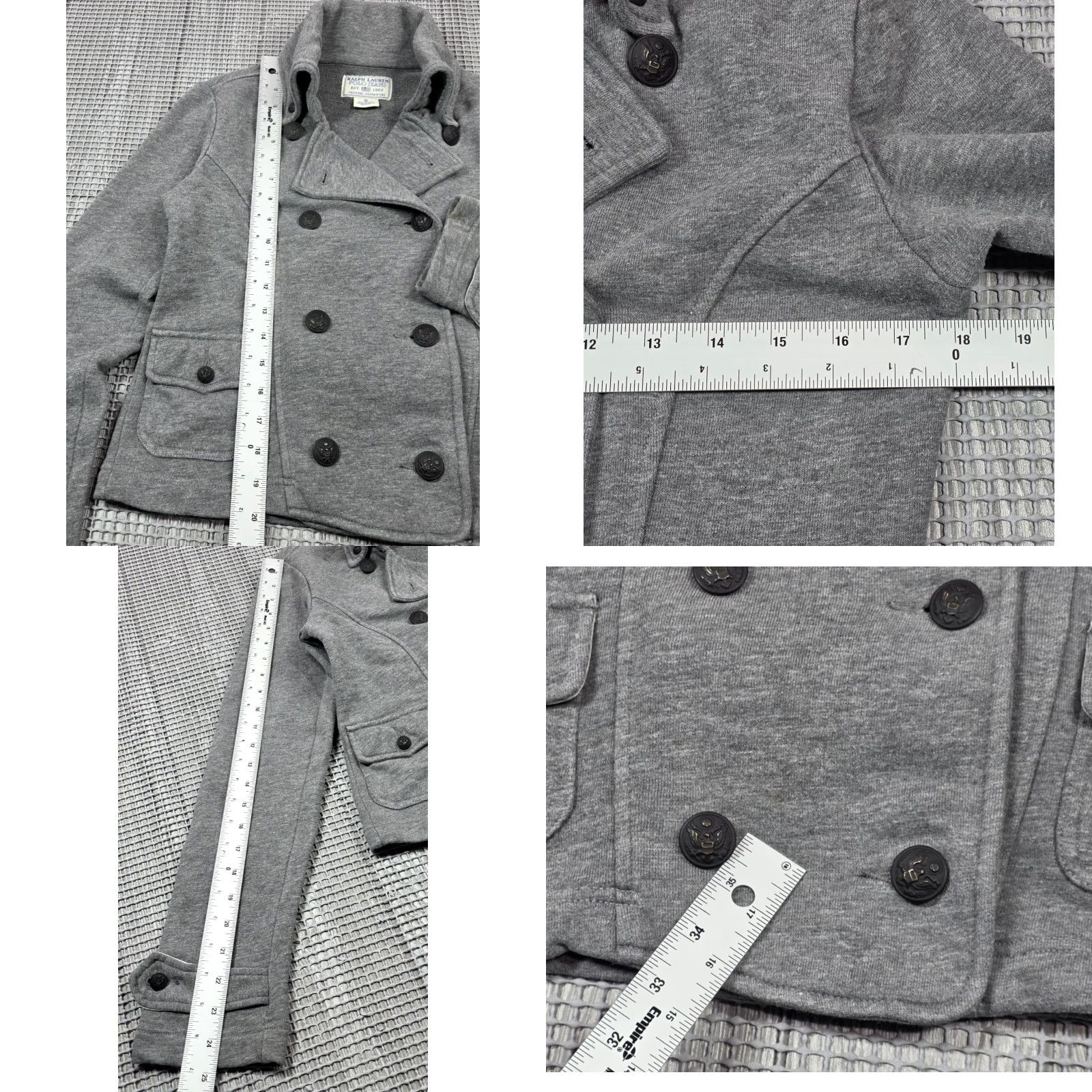Ralph Lauren Polo Jeans Co Ralph Lauren Gray Double Breasted Pea Coat Womens Size S Jacket For Women Grey Short Coat City Designer Preppy Pockets Size 28" / US 6 / IT 42 - 9 Thumbnail