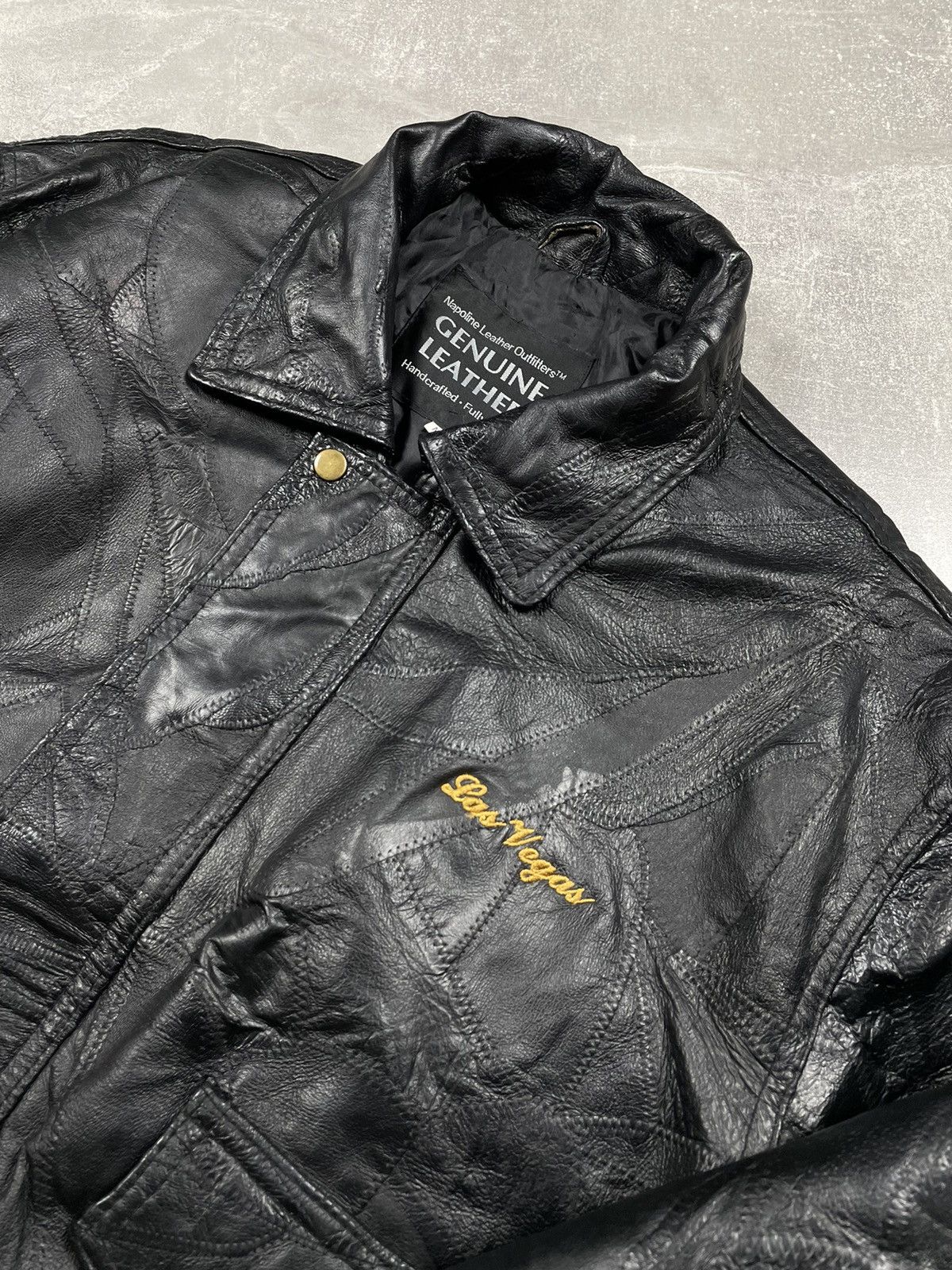 Genuine Leather × Vintage Vintage Leather Patchwork Las Vegas Retro Avant Garde Jacket Size US M / EU 48-50 / 2 - 10 Thumbnail