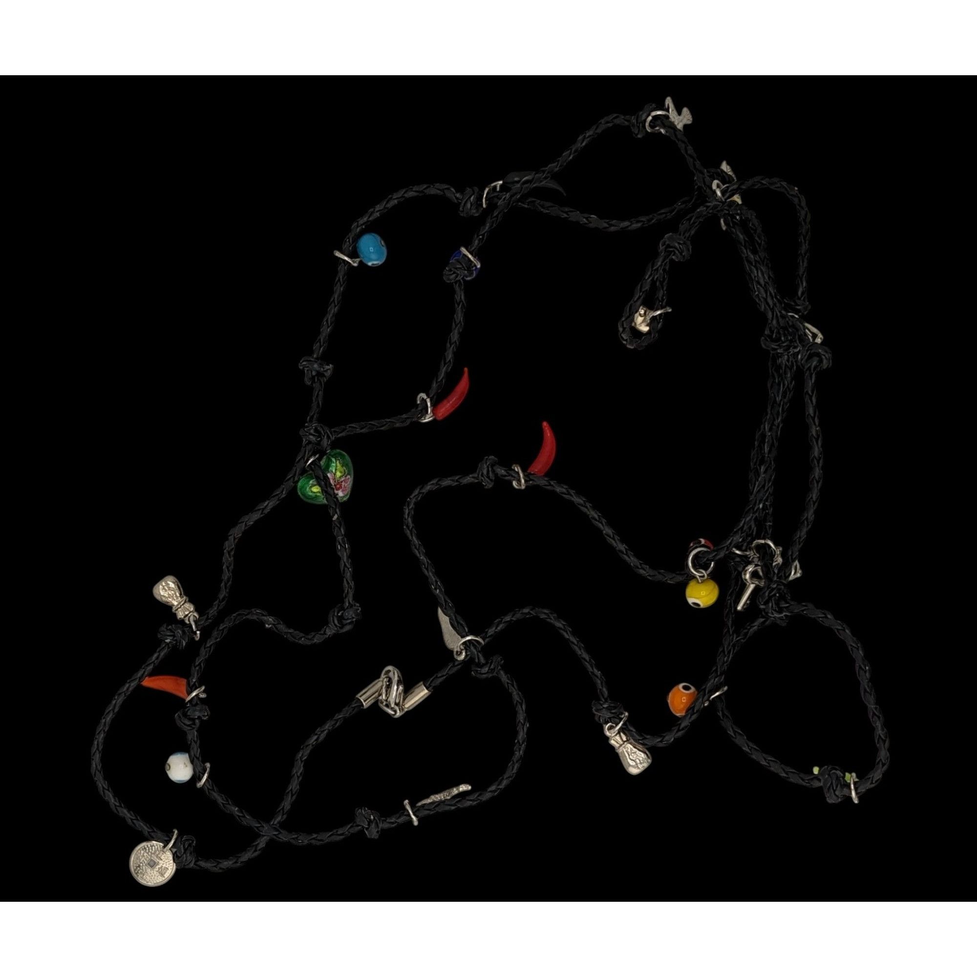 Other Vintage Glass And Metal Charm Necklace On Black Braided Cord Size ONE SIZE - 1 Thumbnail