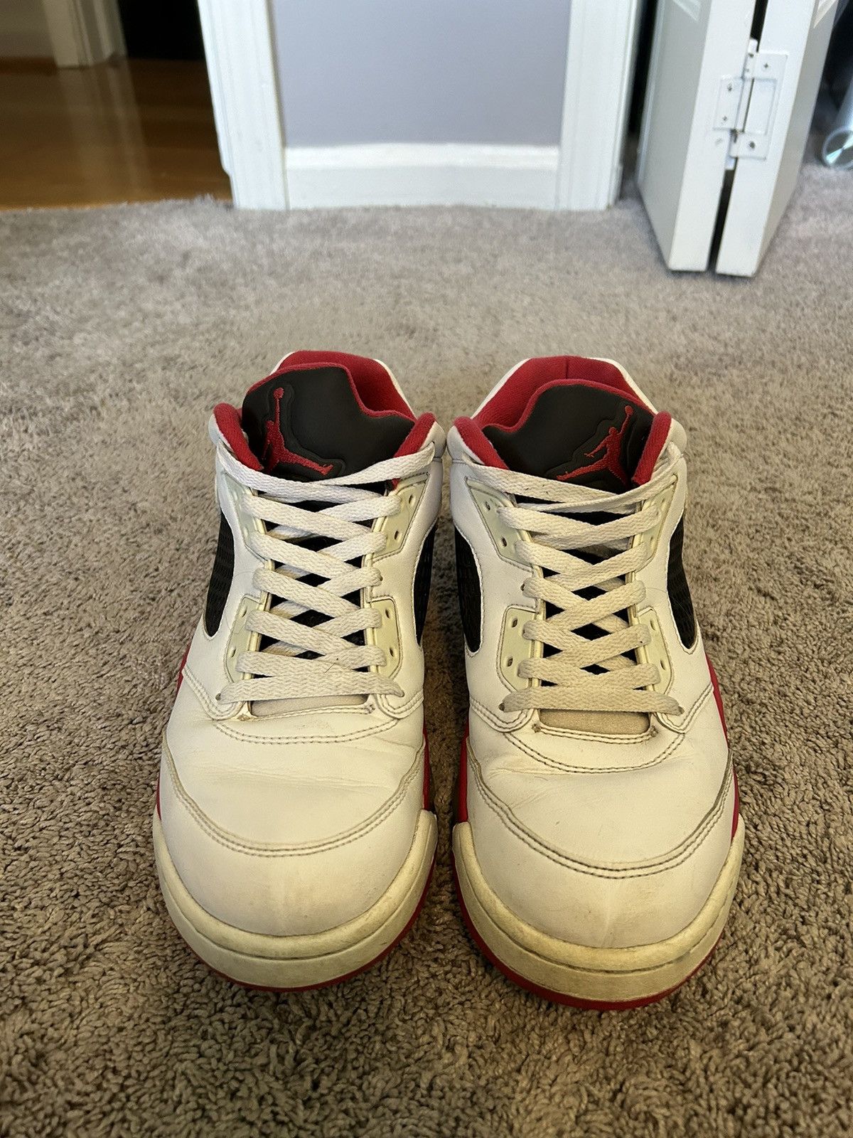 Jordan Brand Jordan 5 Fire Red Black Tongue | Grailed