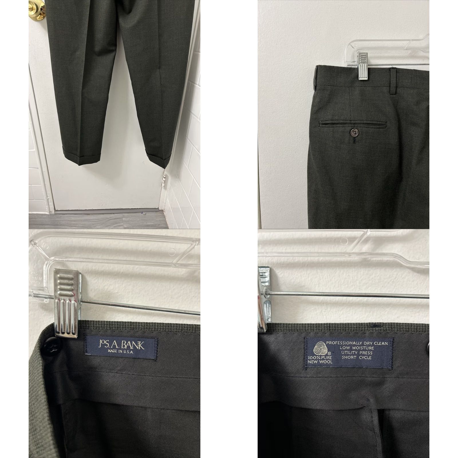 Jos. A. Bank VINTAGE Jos A Bank Pants Mens Size 36x31 Green 100% Wool Pleated Cuffed Dress Pants Zipper Closure Regular Straight USA Theme Mens Size US 36 / EU 52 - 8 Thumbnail