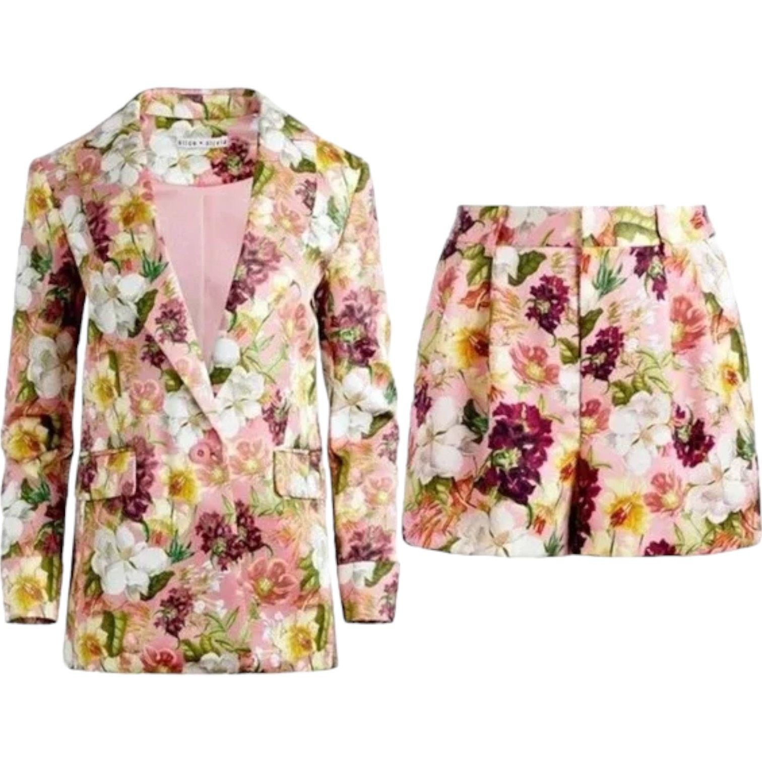 Alice + Olivia ALICE + OLIVIA Floral Rose Blazer,US4 + Shorts Set, US2 Size S / US 4 / IT 40 - 1 Thumbnail