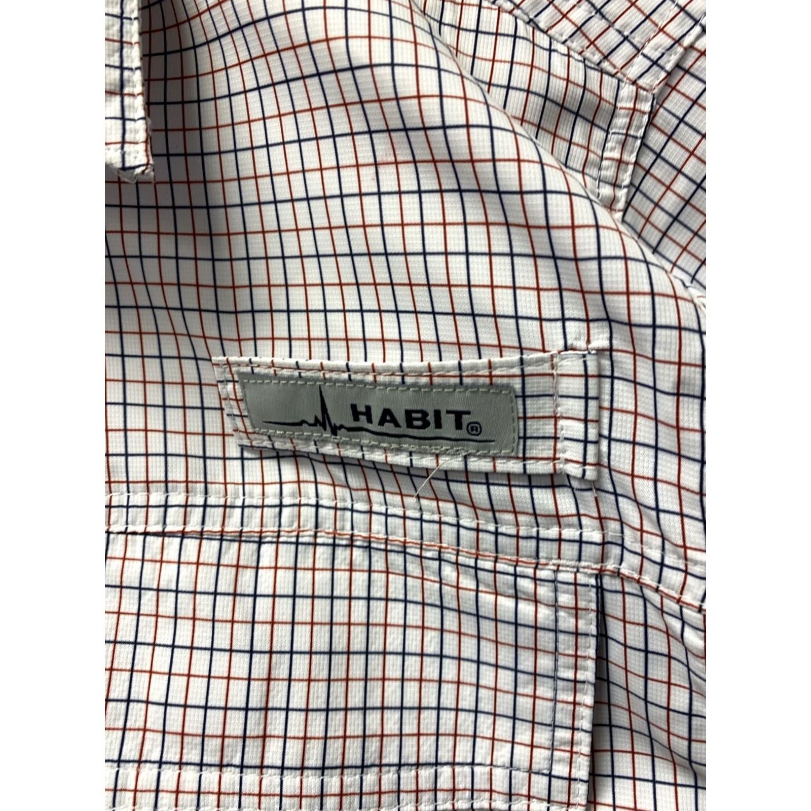 Habitat Habit Shirt Mens M Red Blue Plaid Short Sleeve Button-Up Outdoor Camping UV Breathable Pockets Summer Size US M / EU 48-50 / 2 - 6 Thumbnail