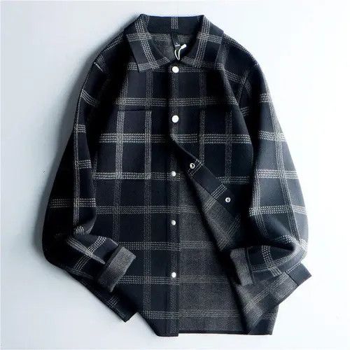 image of New Classy Checkered Button Cardigan Jacket in Mix, Men's (Size XL)